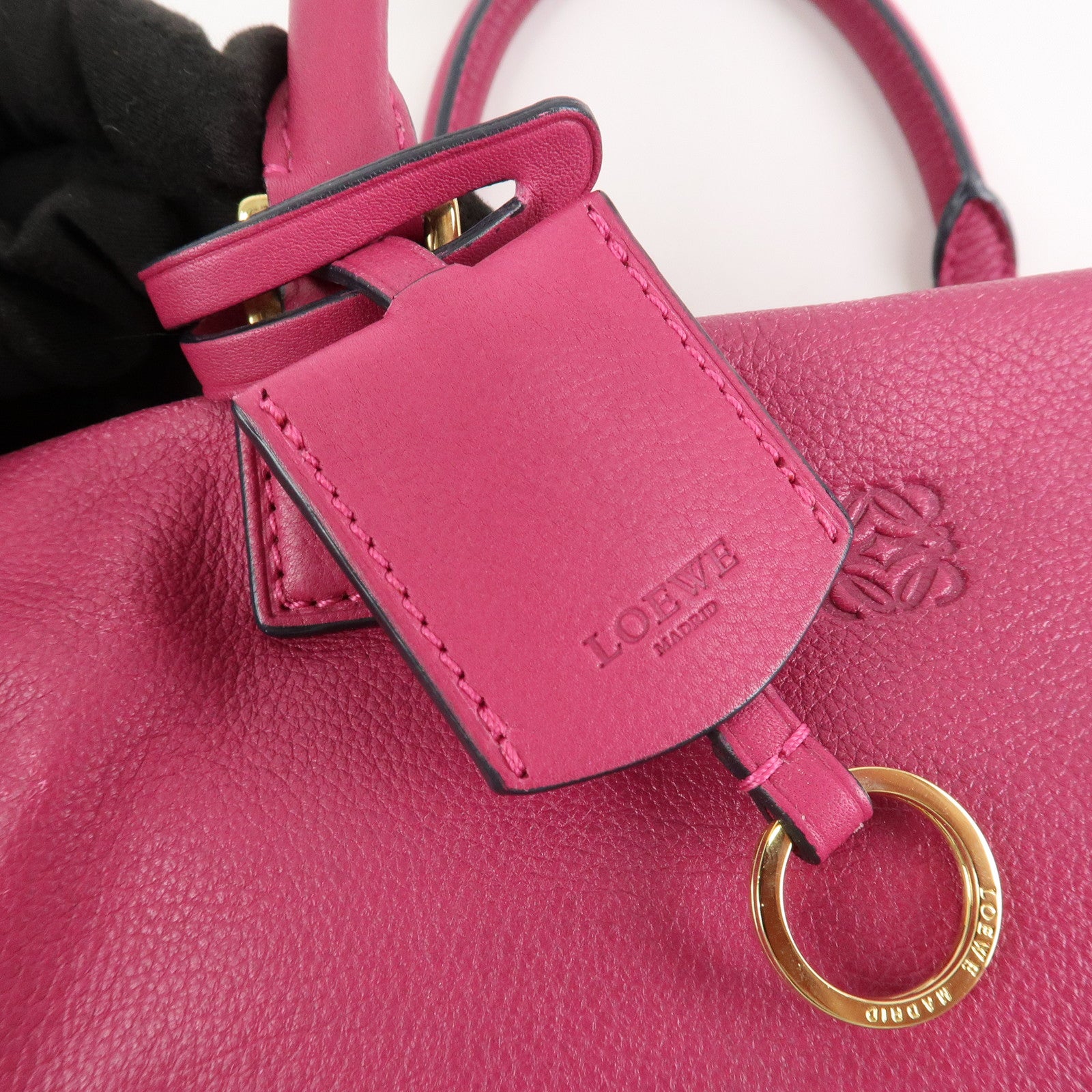 LOEWE Anagram Leather 2WAY Hand Bag Shoulder Bag Hot Pink Used