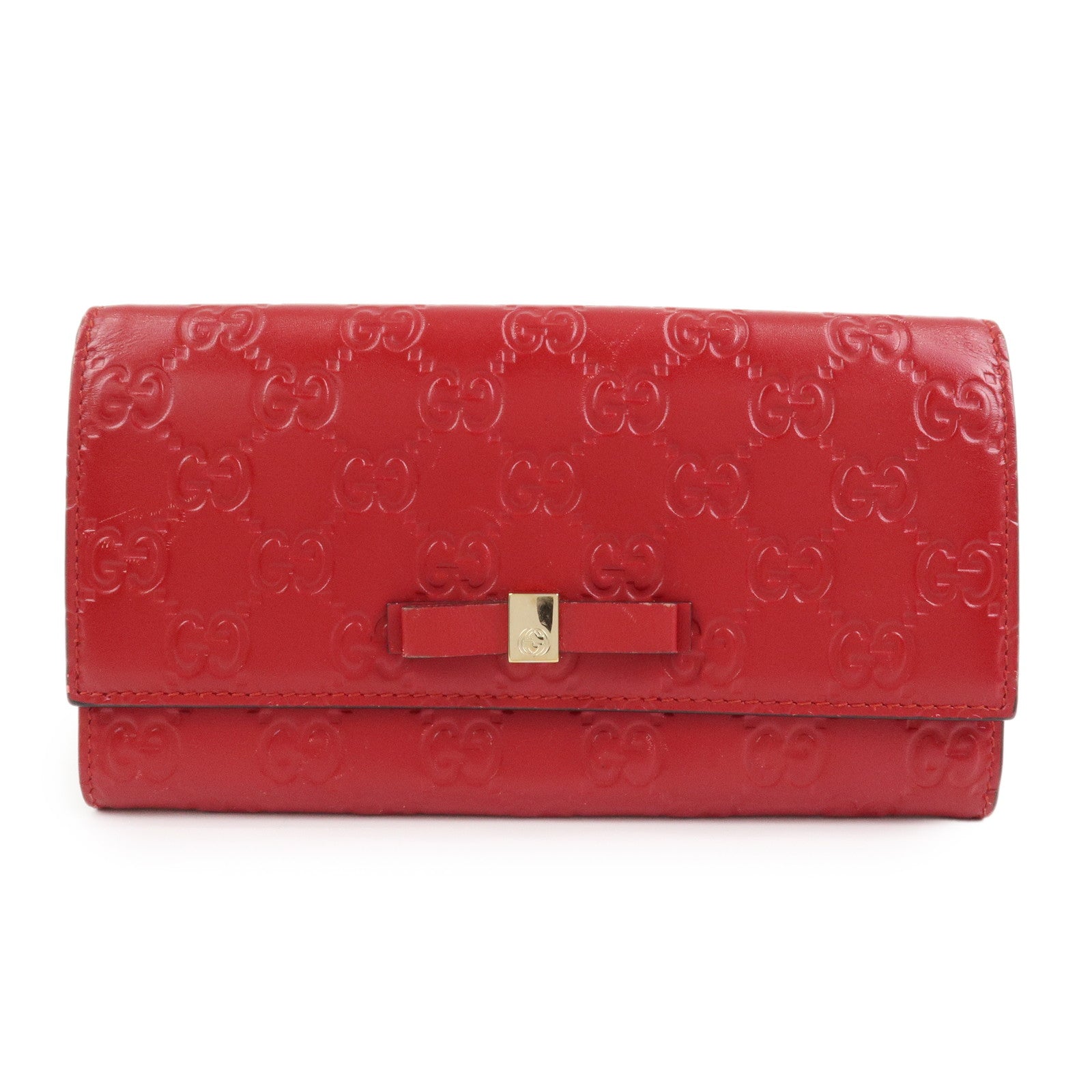 GUCCI Guccissima Interlocking G Flap Long Wallet Red 388679