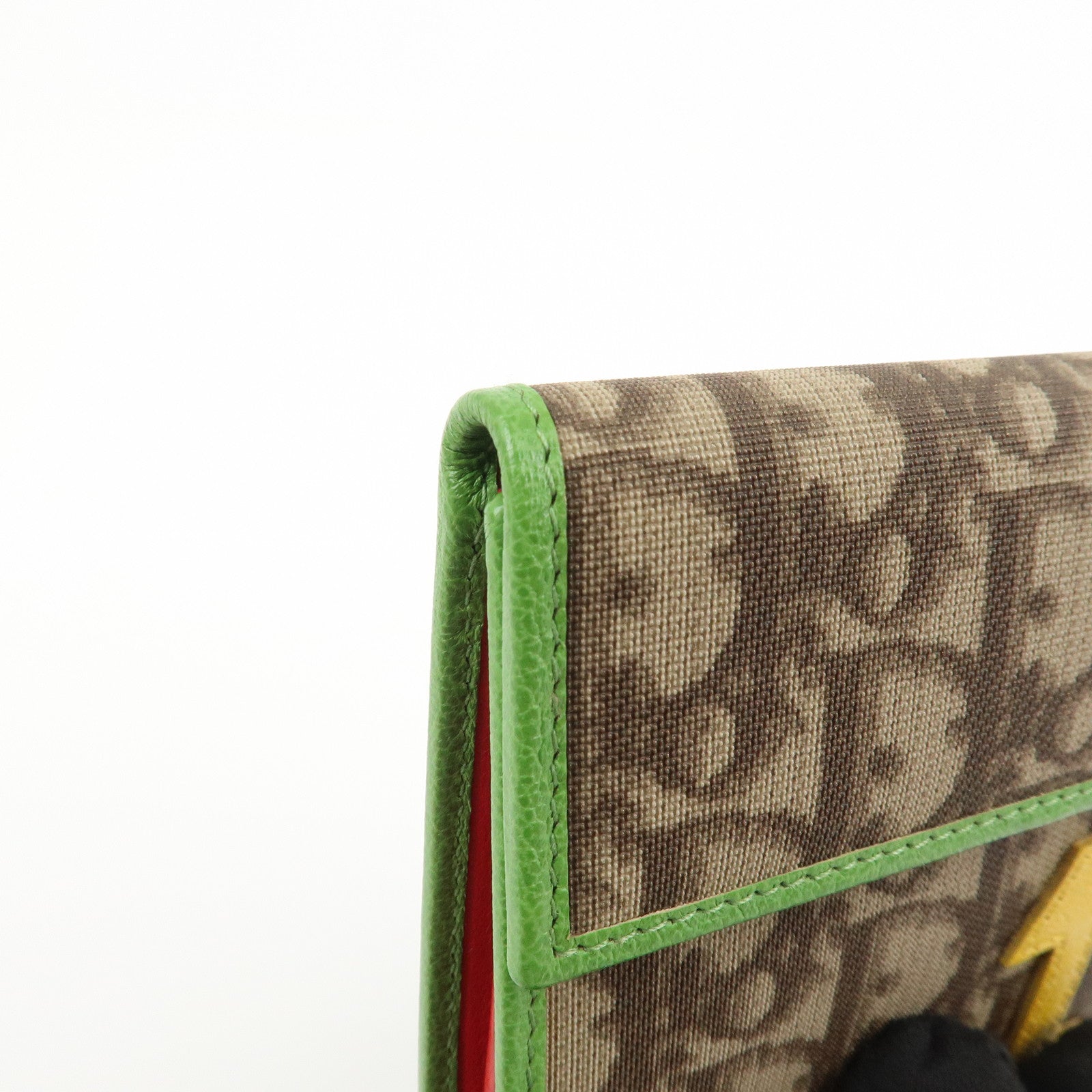 Christian Dior Rasta Trotter PVC Leather Compact Wallet Brown Green