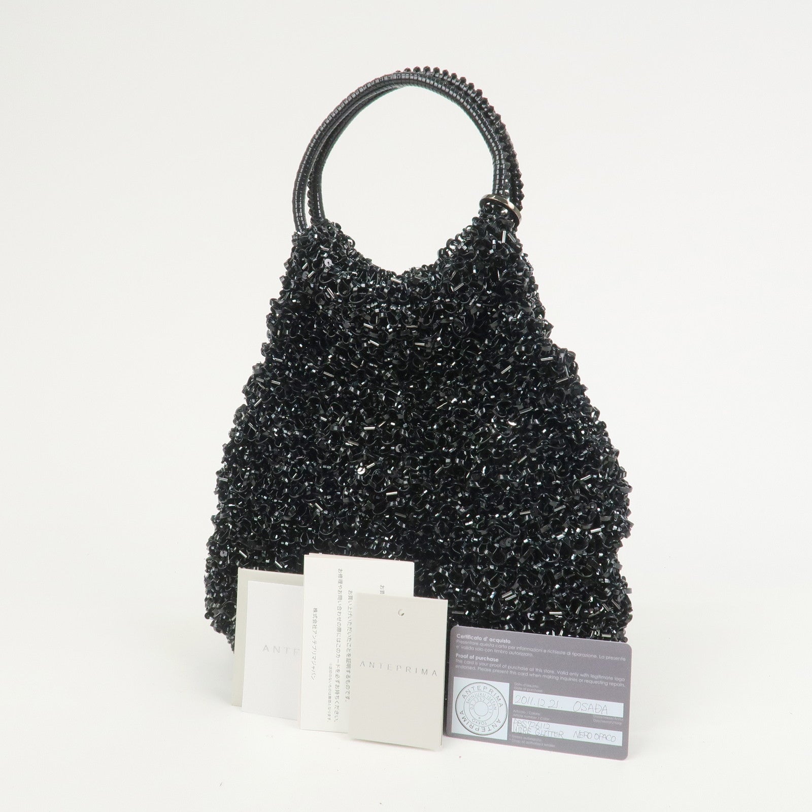 ANTEPRIMA Wire Bag PVC Beads Hand Bag Shoulder Bag Black