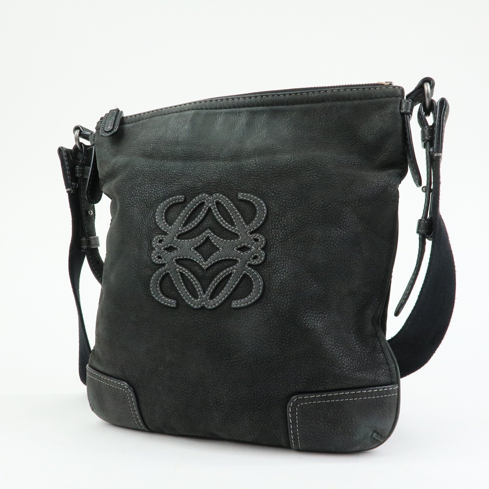 LOEWE Anagram Calf Leather Shoulder Bag Crossbody Bag Black