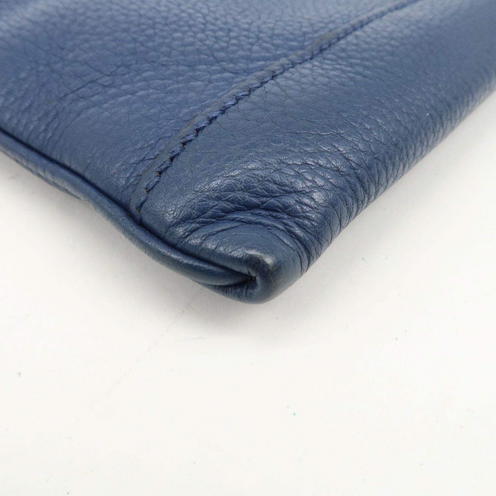 PRADA Logo Leather Shoulder Bag Crossbody Bag Blue 1BH013