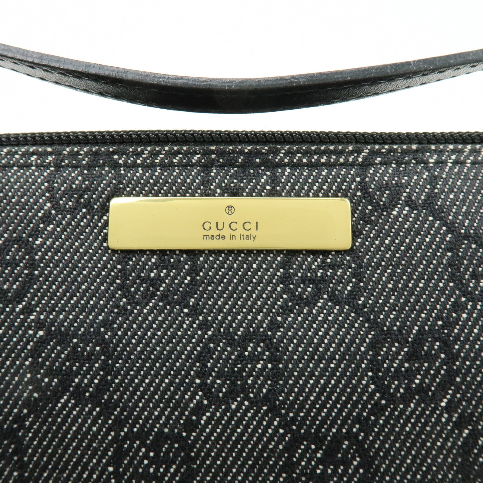 GUCCI Boat Bag GG Canvas Accessory Pouch Hand Bag Black 07198