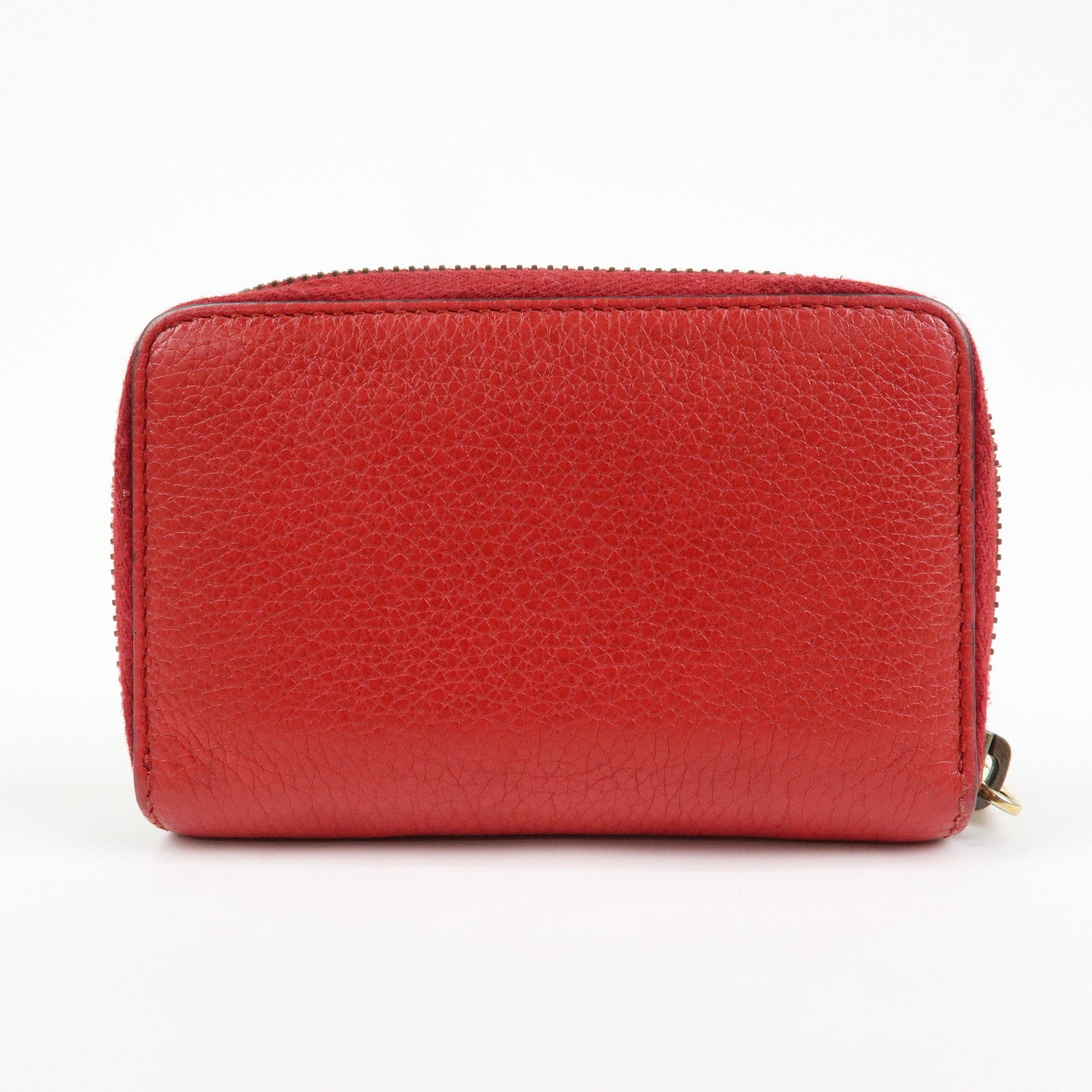 GUCCI Sherry Leather Web Line Card Case Coin Case Red 496319
