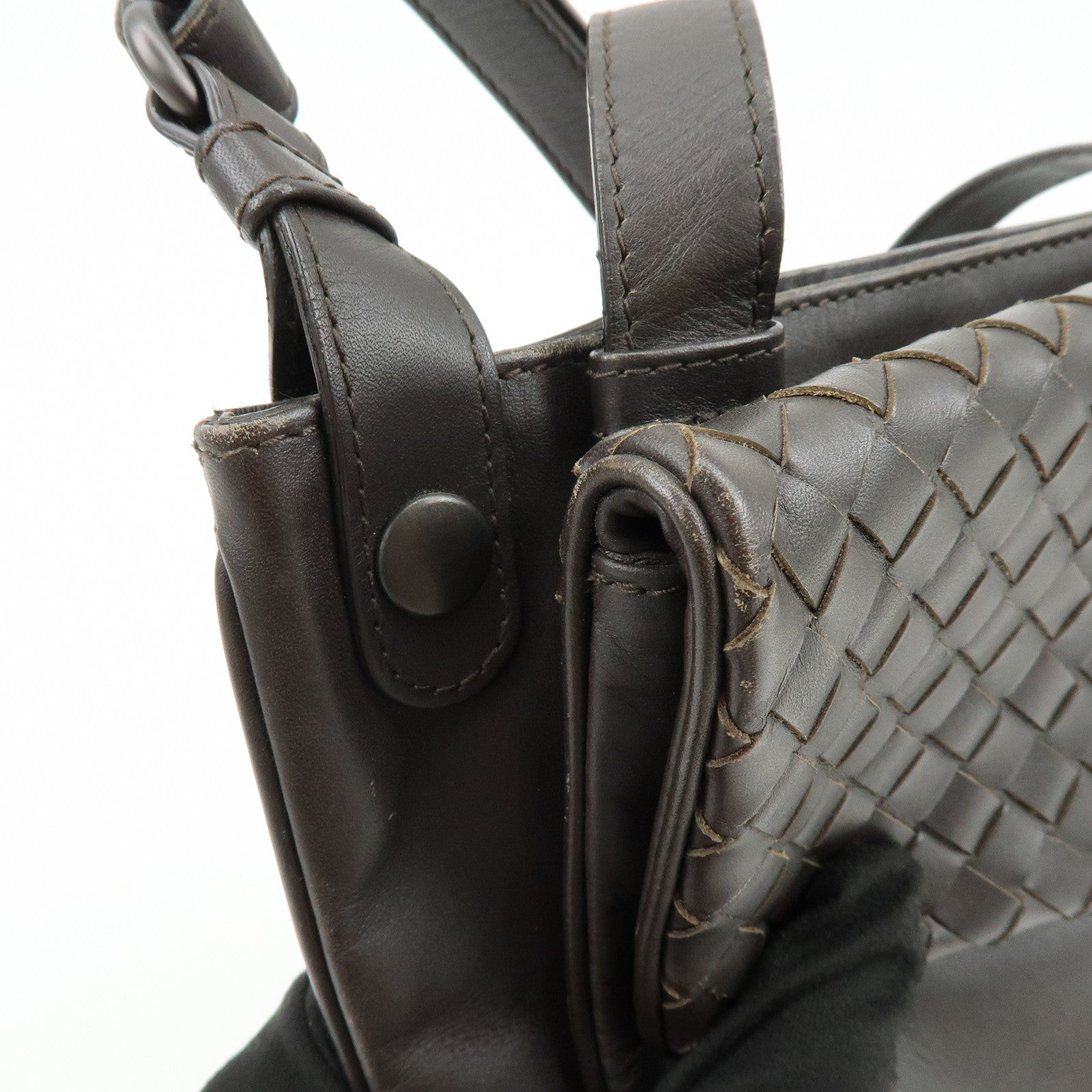 BOTTEGA VENETA Intrecciato Calf Leather Shoulder Bag Brown 273350