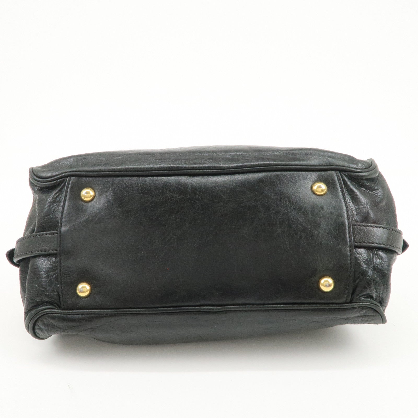 MIU MIU Logo Leather 2Way Bag Hand Bag Shoulder Bag Black