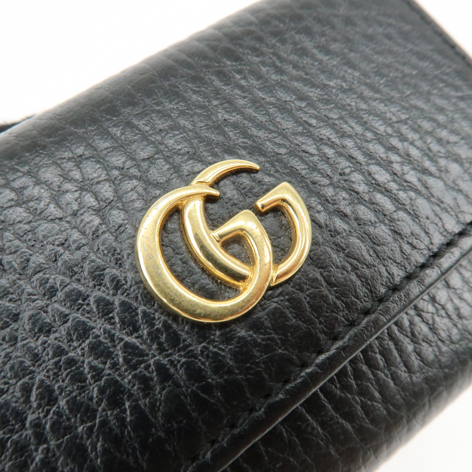 GUCCI Double G Leather 6 Key Case Key Holder Black 456118