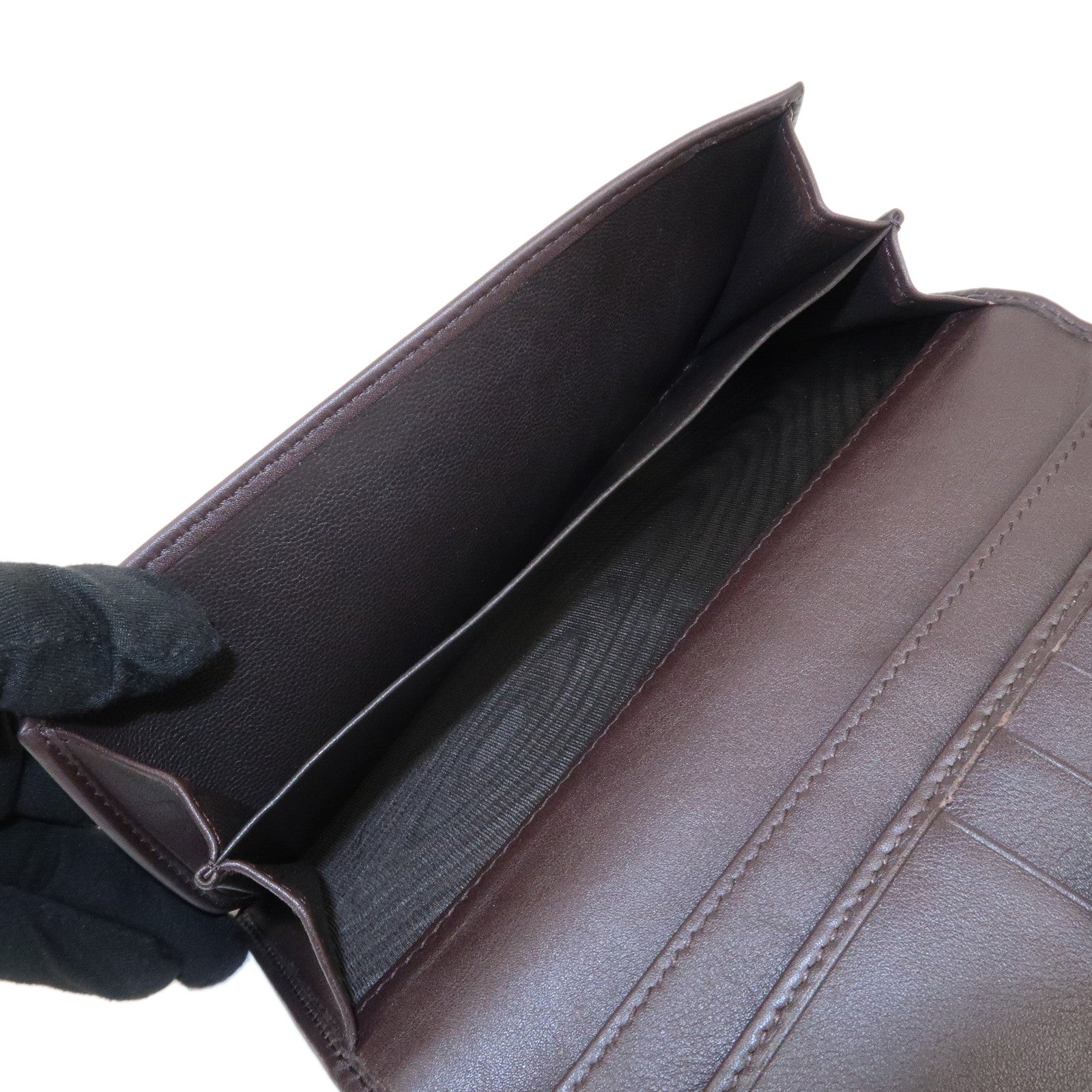 GUCCI Interlocking G GG Canvas Double Flap Long Wallet Brown 282426