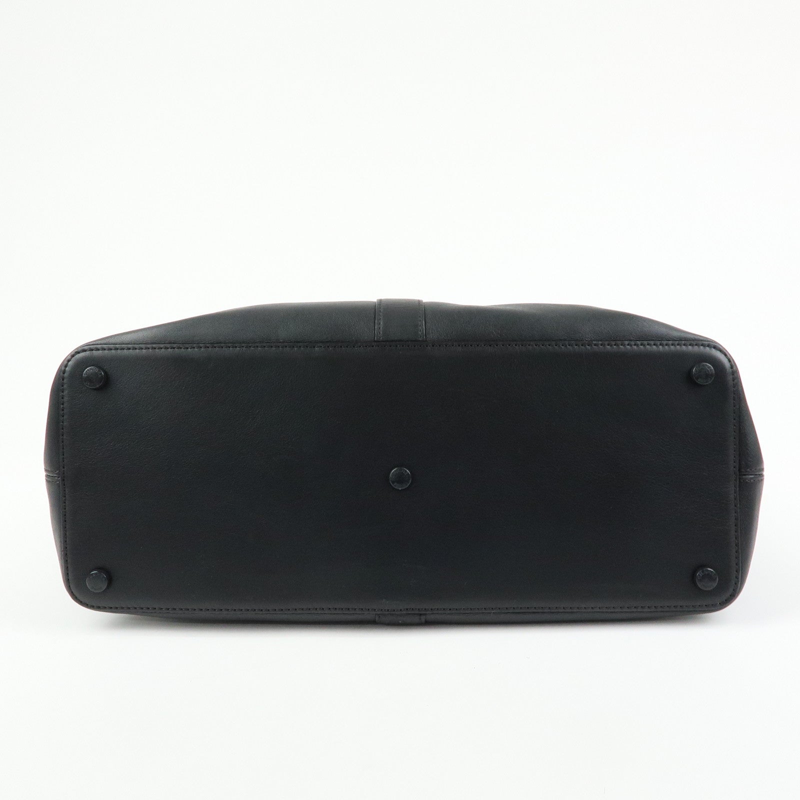 CHANEL COCO Mark Calf Leather Boston Bag Hand Bag Black