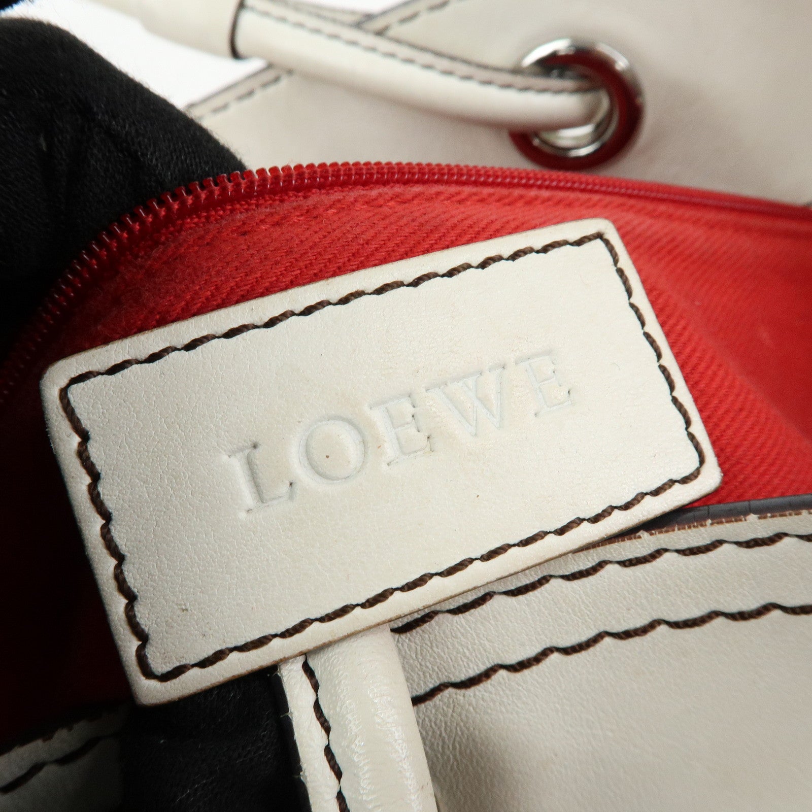 LOEWE Anagram Shopper Tote Leather Tote Bag Shoulder Bag White