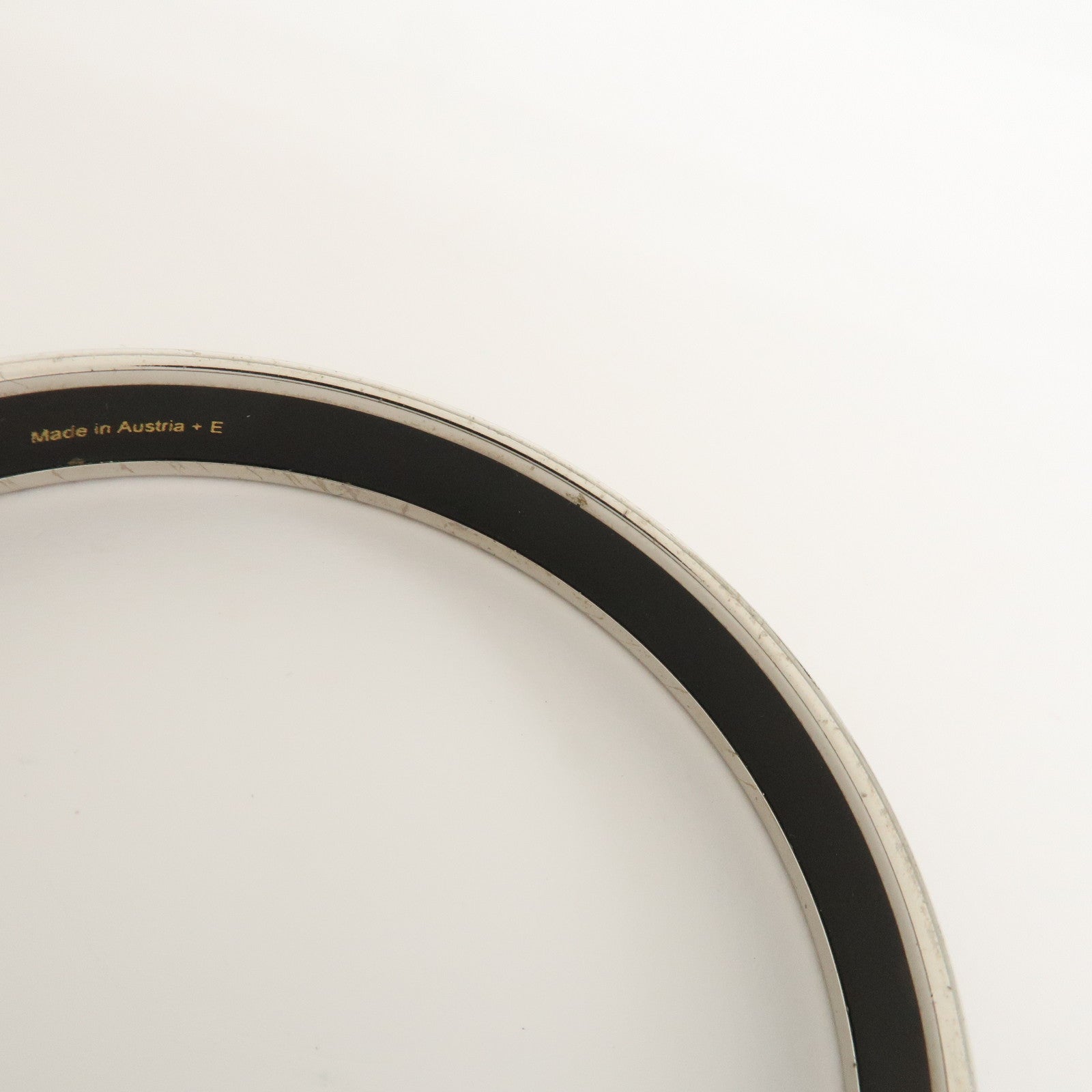 HERMES Email PM Metal Bracelet Bangle Black Silver