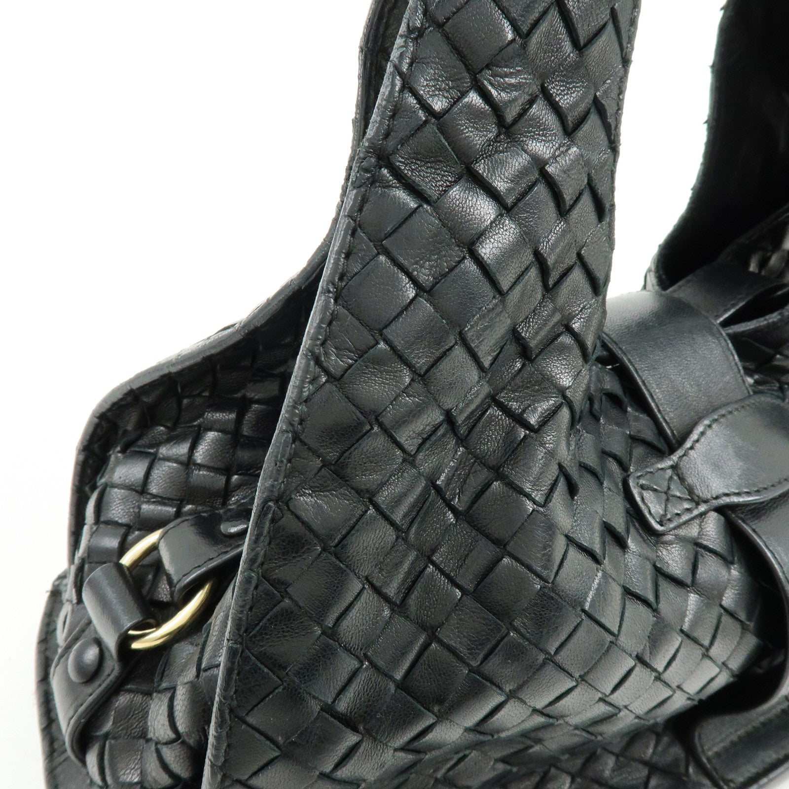 BOTTEGA VENETA  Intrecciato Leather Hand Bag Black 113087