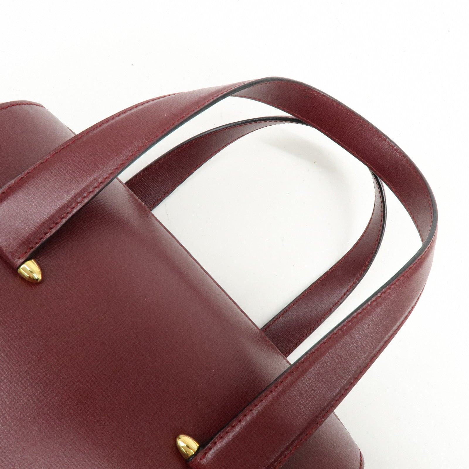 Cartier Must de Cartier Leather Boston Bag Hand Bag Bordeaux