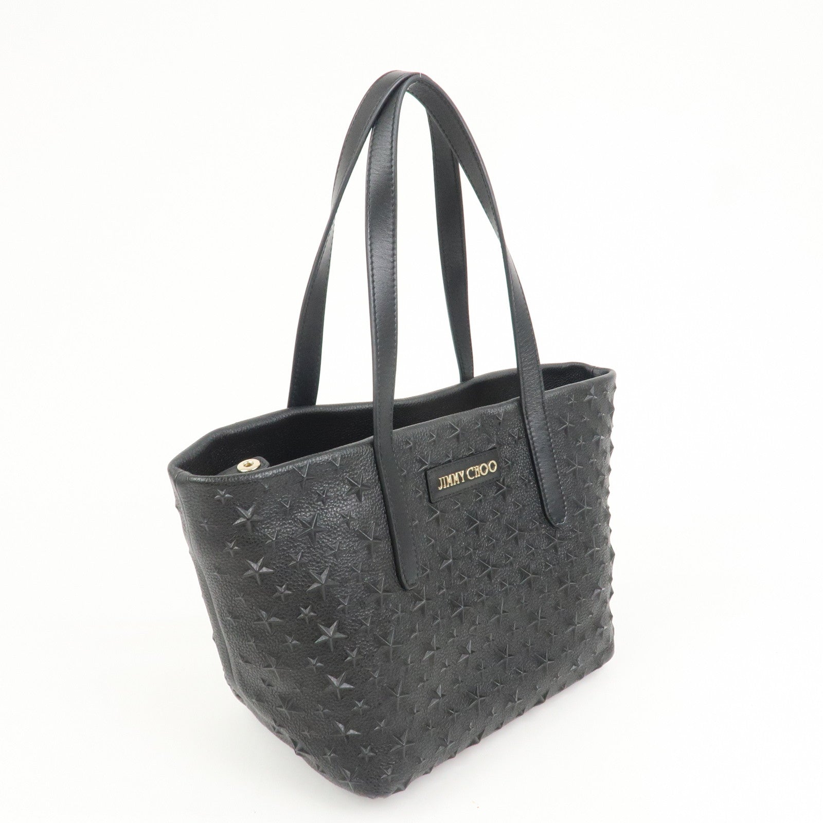 JIMMY CHOO Star Emboss SOFIASEMG Calf Leather Tote Bag Black