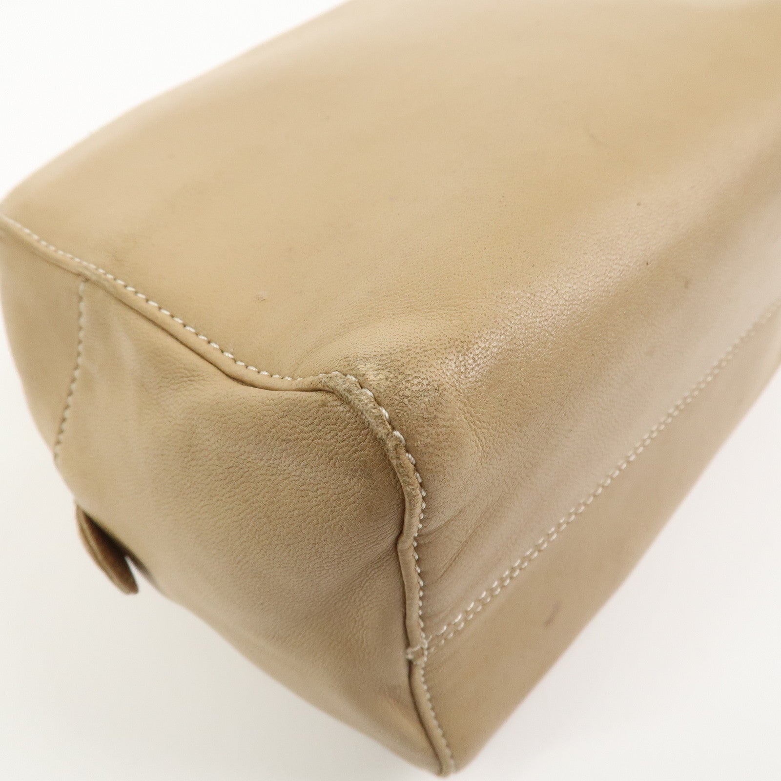 LOEWE Anagram Logo Nappa Leather Hand Bag Mini Boston Bag Beige