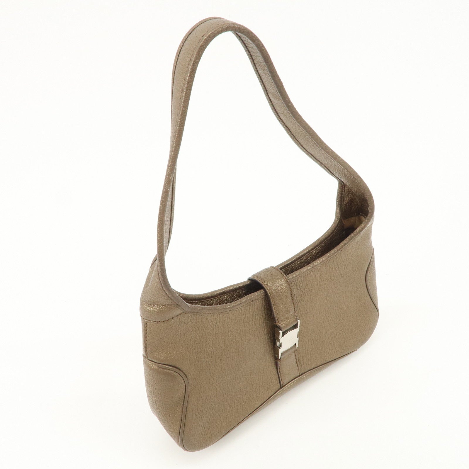Ferragamo Leather Shoulder Bag Hand Bag Bronze