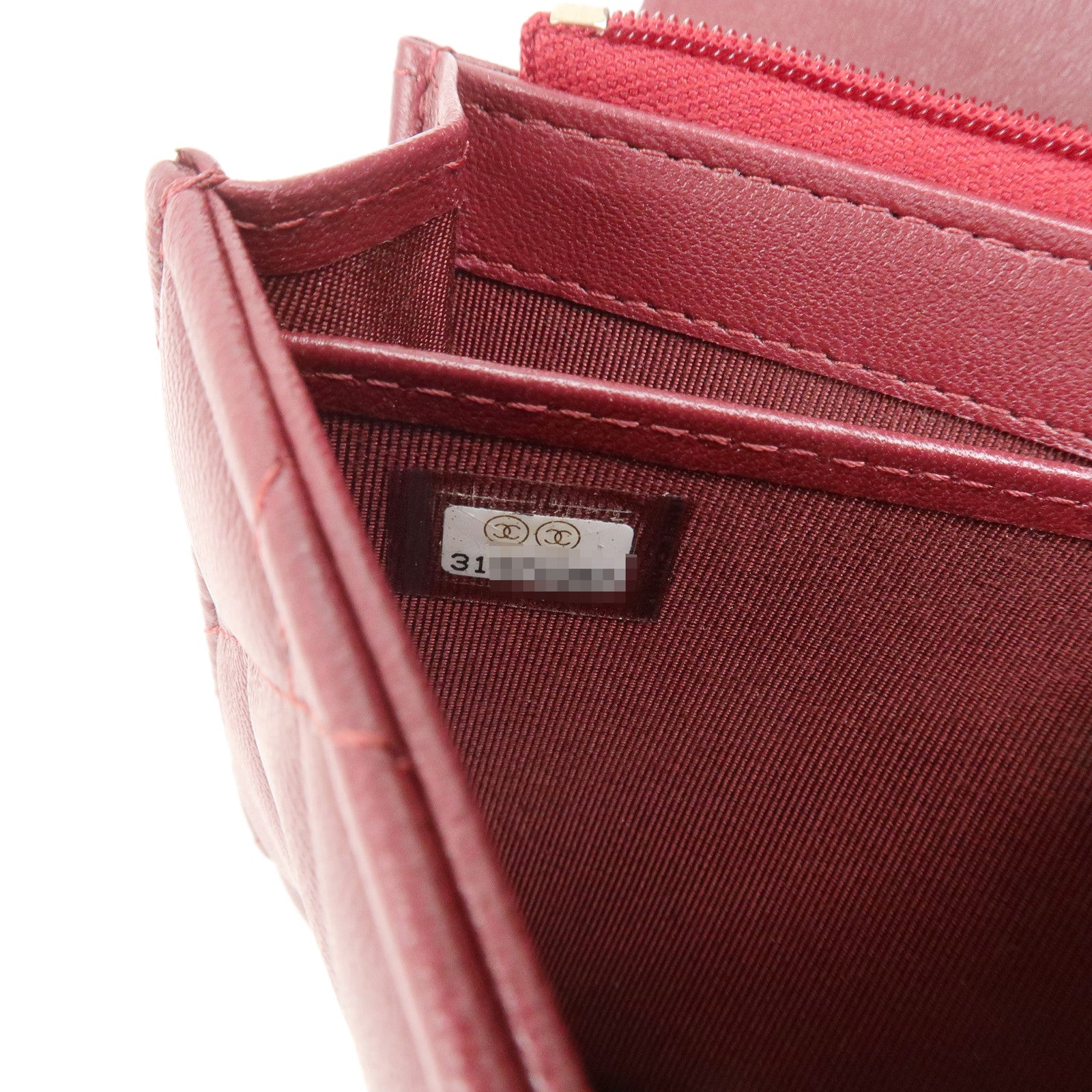 CHANEL Matelasse Lamb Skin Classic Long Flap Wallet Red AP0241
