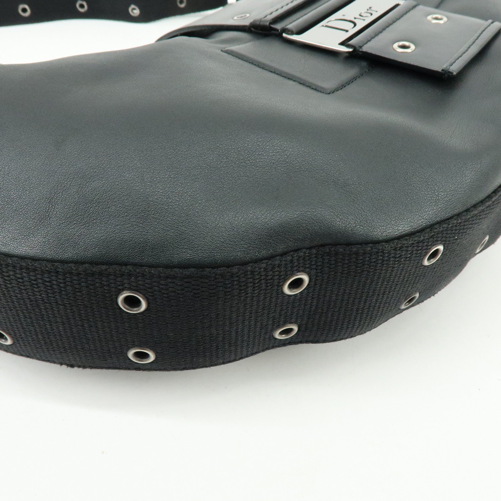 Christian Dior Street Chic Leather Shoulder Bag Crossbody Bag Black