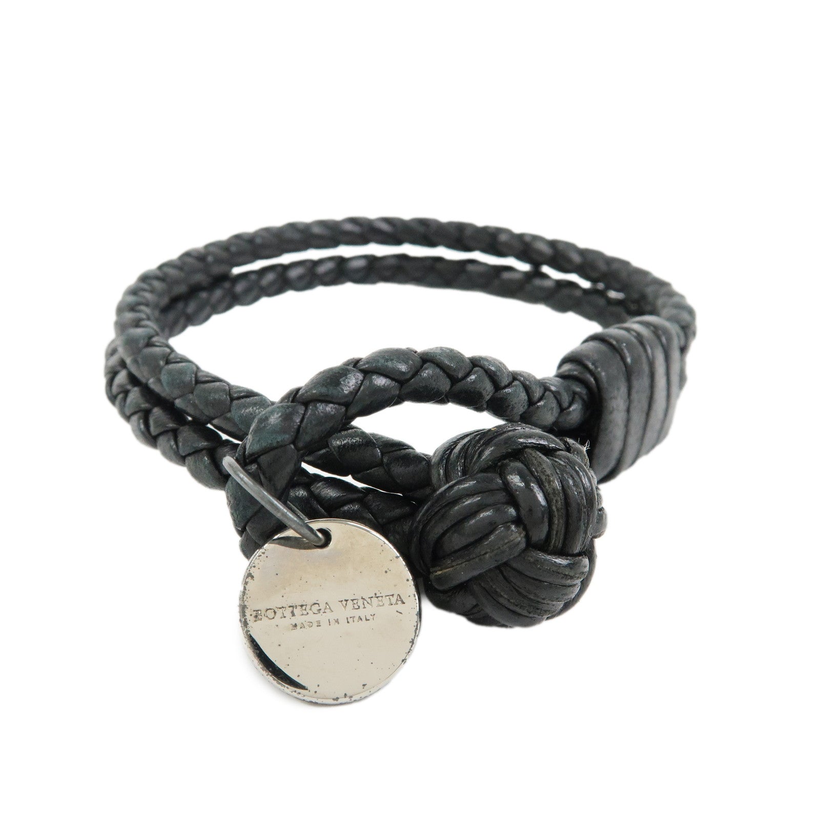 BOTTEGA VENETA Leather SV925 Bracelet Black