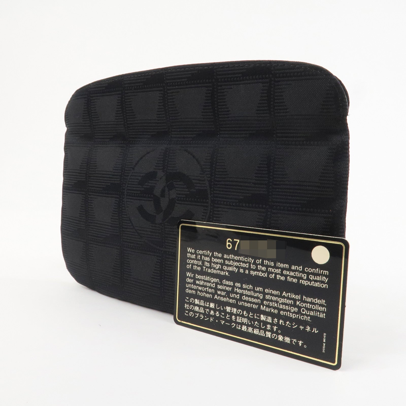 CHANEL Sports Line Nylon Leather Small Pouch Cosmetic Pouch Black