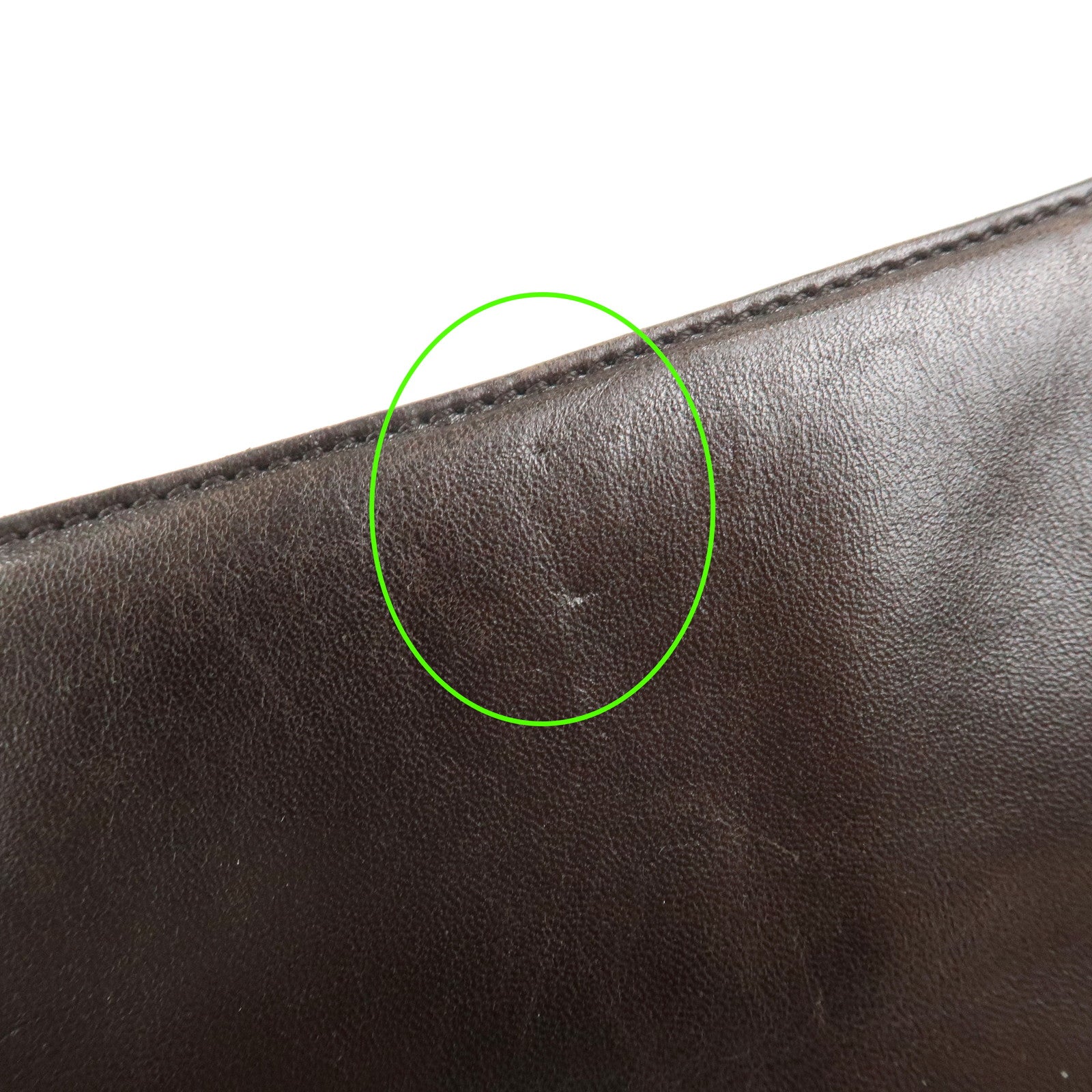 PRADA Logo Suede Leather Plastic Chain Shoulder Bag Brown