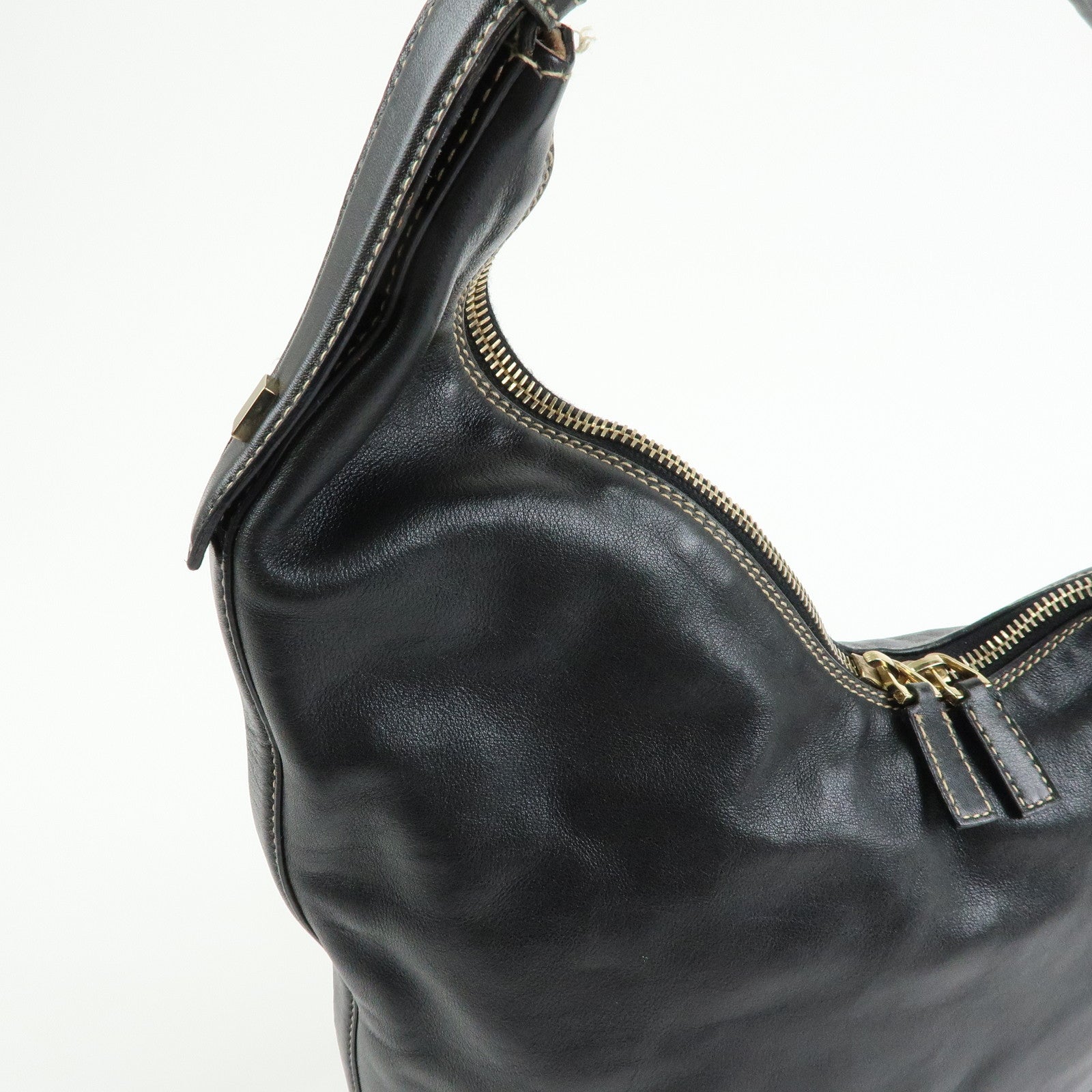 GUCCI Leather Shoulder Bag Hand Bag Black 73885