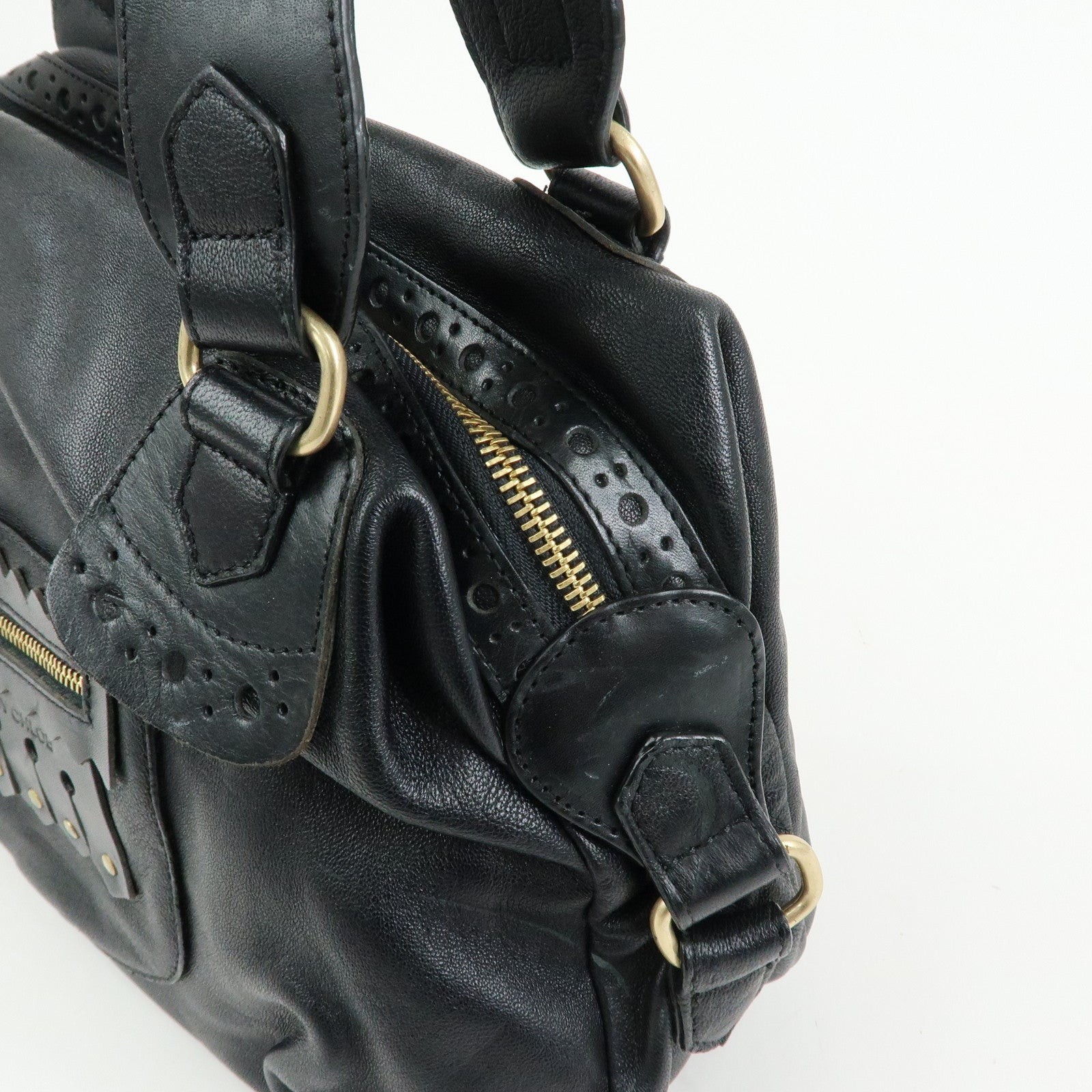 Chloe See by Chloe Leather Shoulder Bag Hand Bag Black