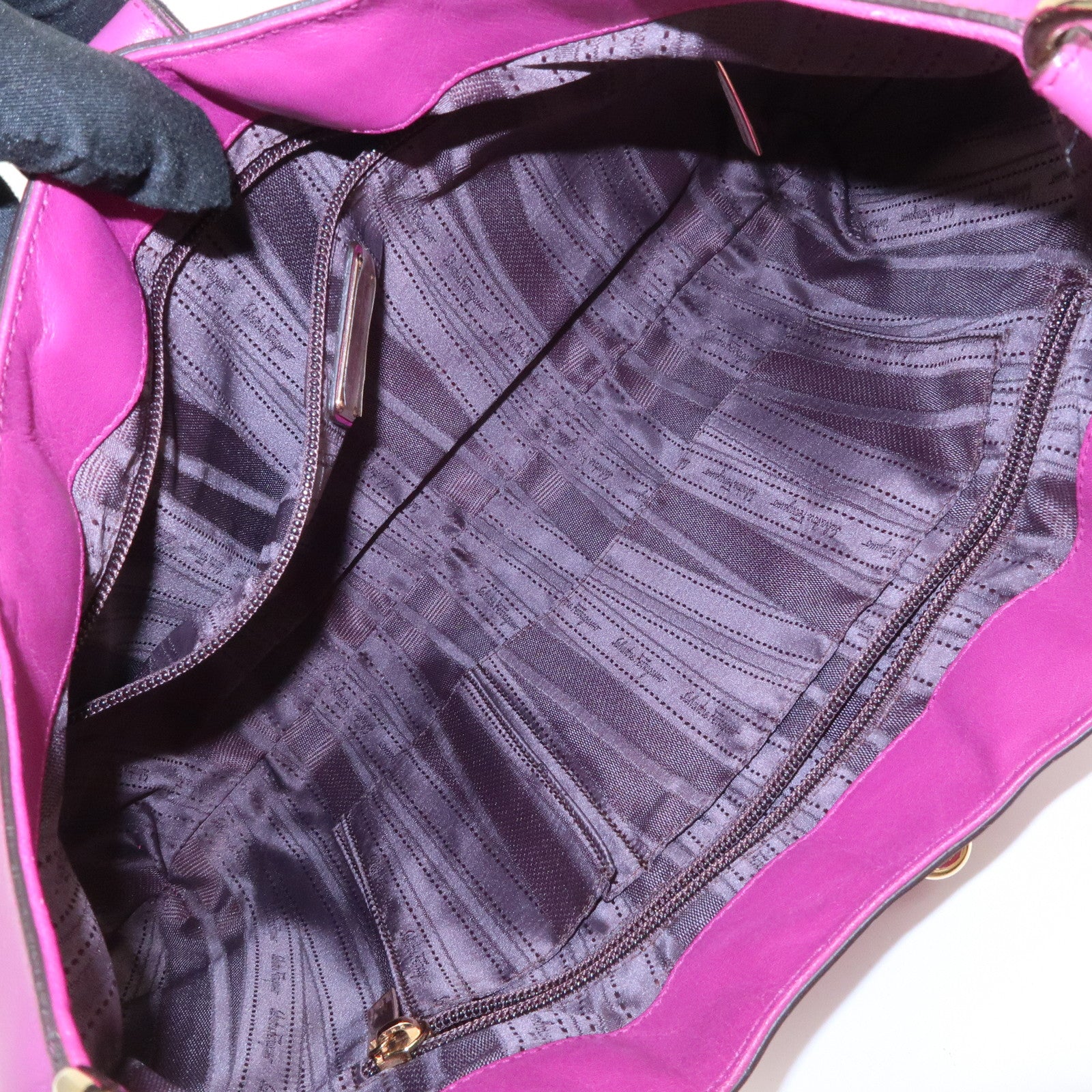 Ferragamo Gancini Leather Shoulder Bag Hand Bag Purple