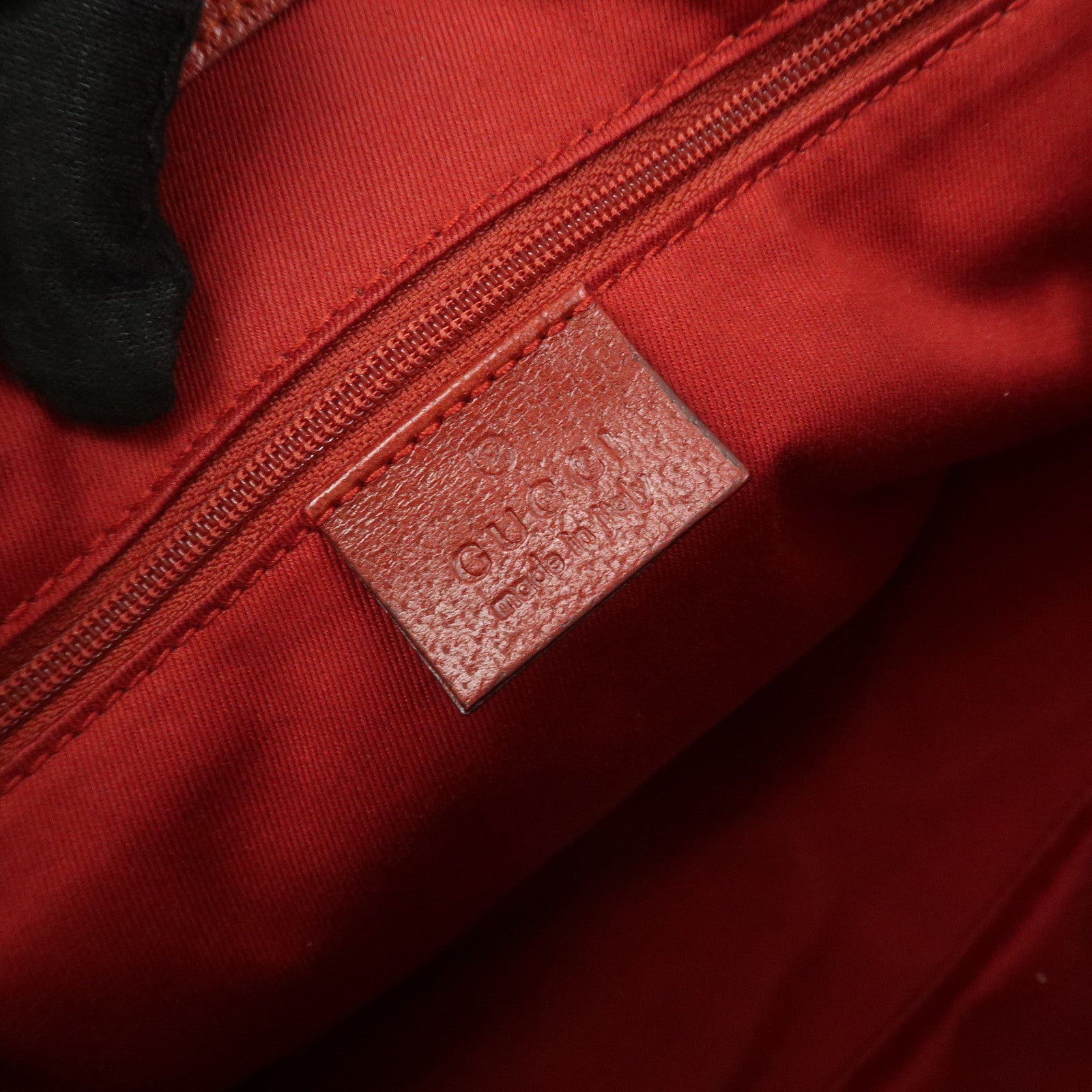 GUCCI GG Canvas Leather Tote Bag Hand Bag Red 113019