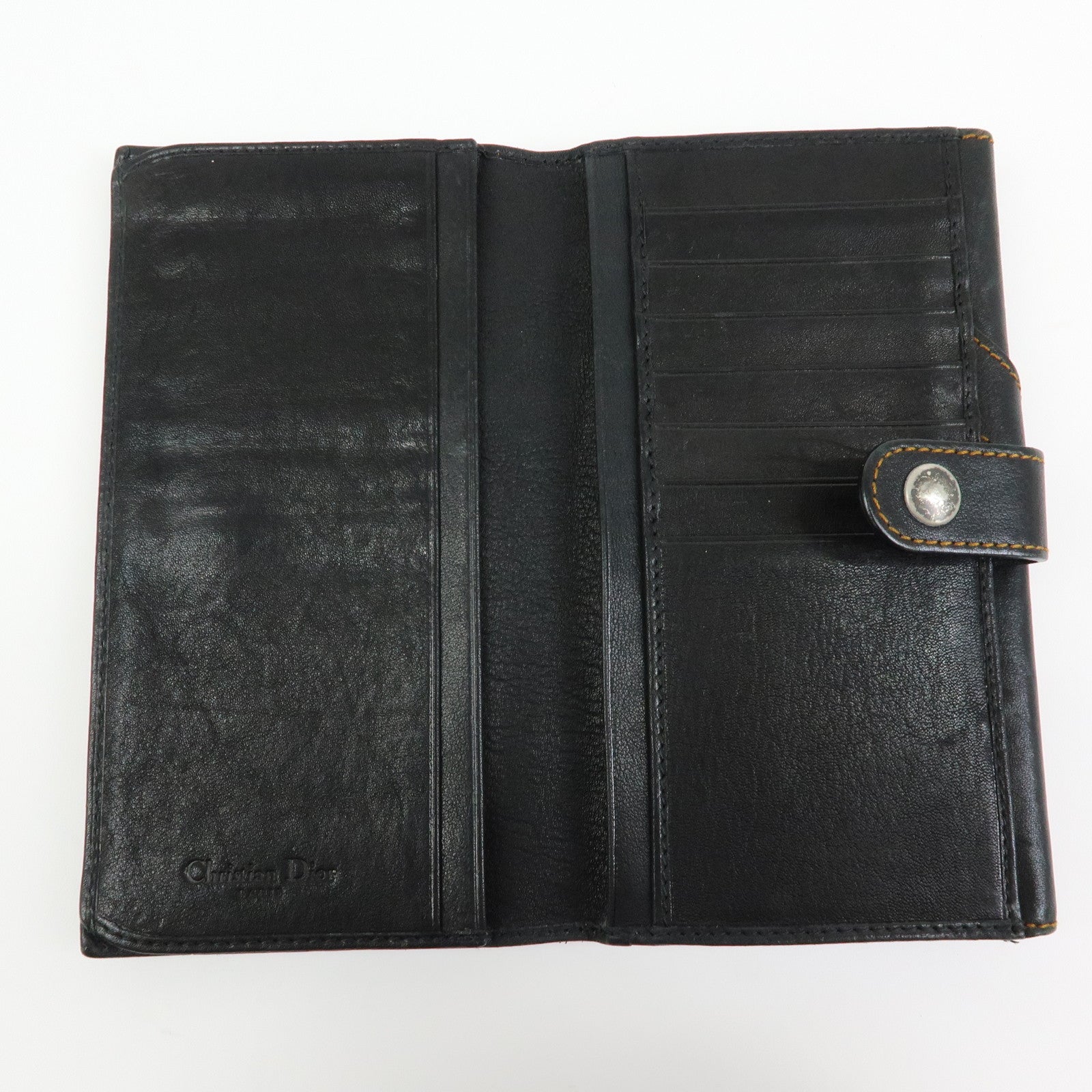 Christian Dior Gaucho Leather Long Wallet Belt Black