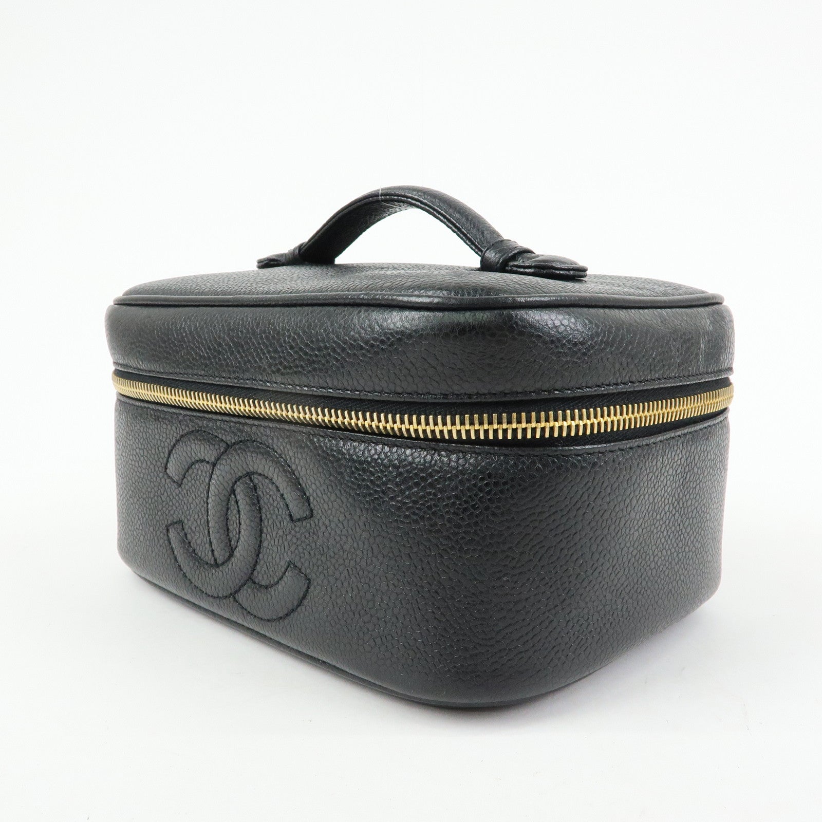 CHANEL COCO Mark Caviarskin Hand Bag Vanity Case Black A01997