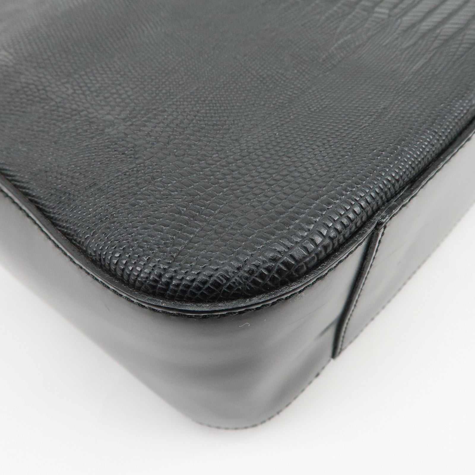 Ferragamo Gancini Embossed Leather Tote Bag Hand Bag Black