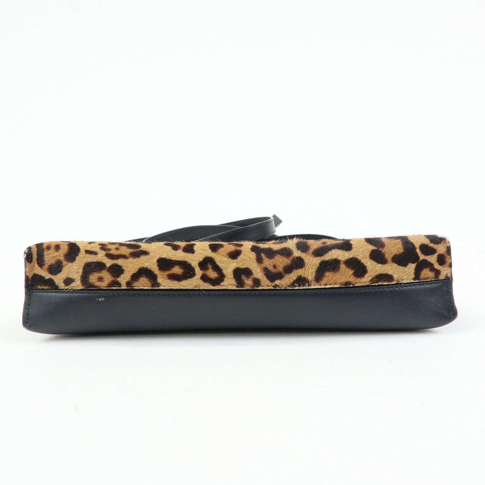 LOEWE Unborn Calf Leather Shoulder Bag Leopard Brown Black