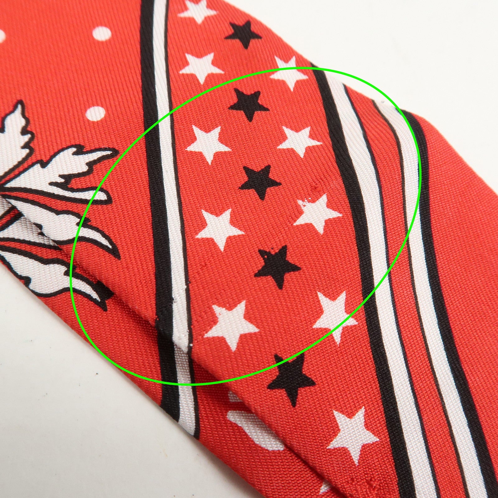 HERMES Twilly Silk 100% Scarf LES LEOPARDS Red Black White