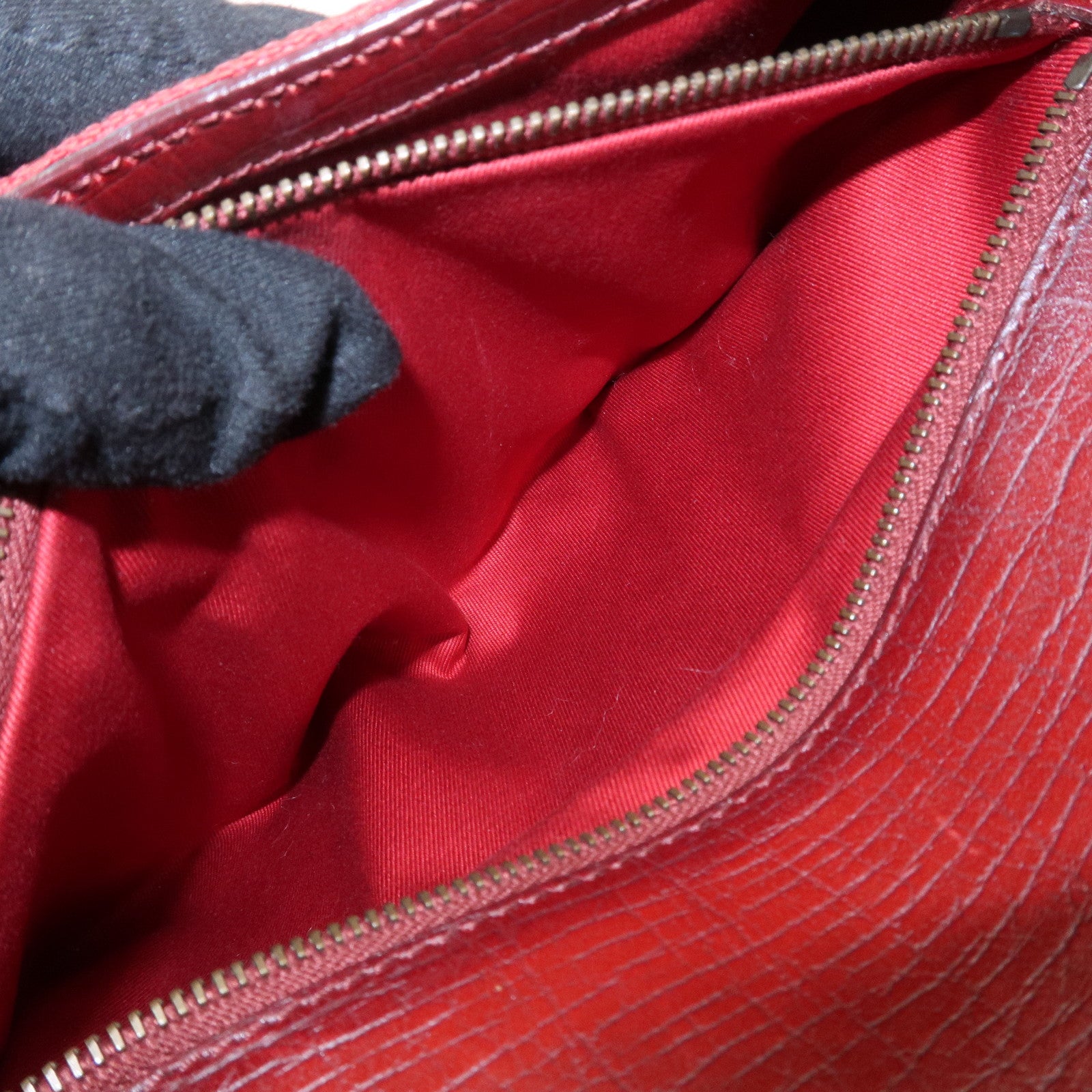 GUCCI Horsebit GG Monogram Canvas Leather Hand Bag Red