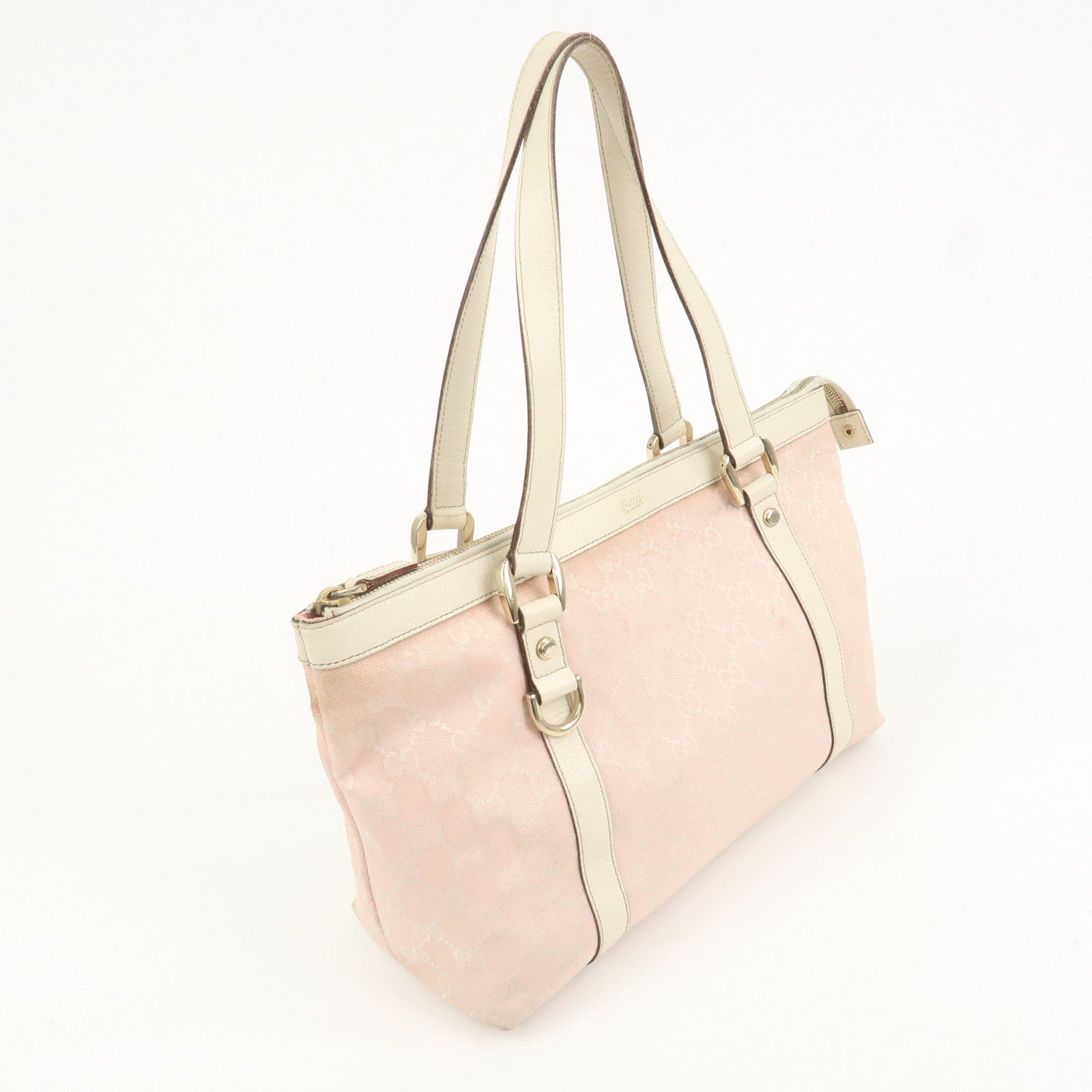 GUCCI Abbey GG Canvas Leather Tote Bag Shoulder Bag Pink 141470