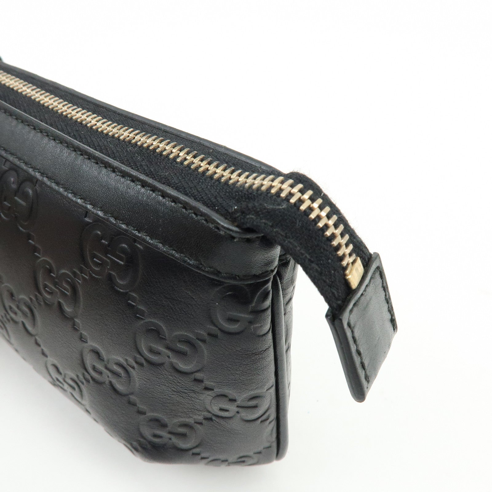 GUCCI Bamboo Guccissima Leather Clutch Bag Pouch Black 159913