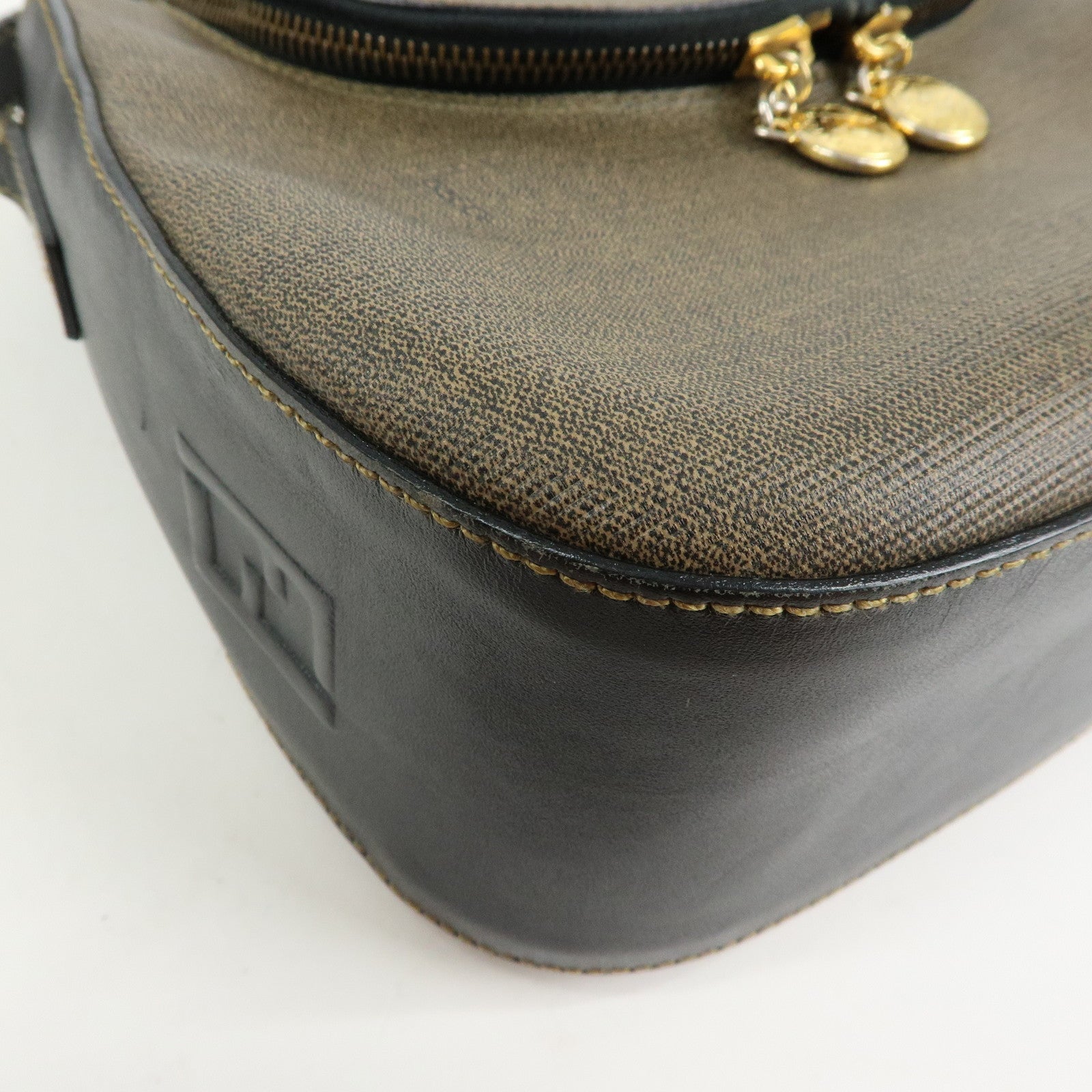 FENDI PVC Canvas Leather Shoulder Bag Crossbody Bag Brown 25933