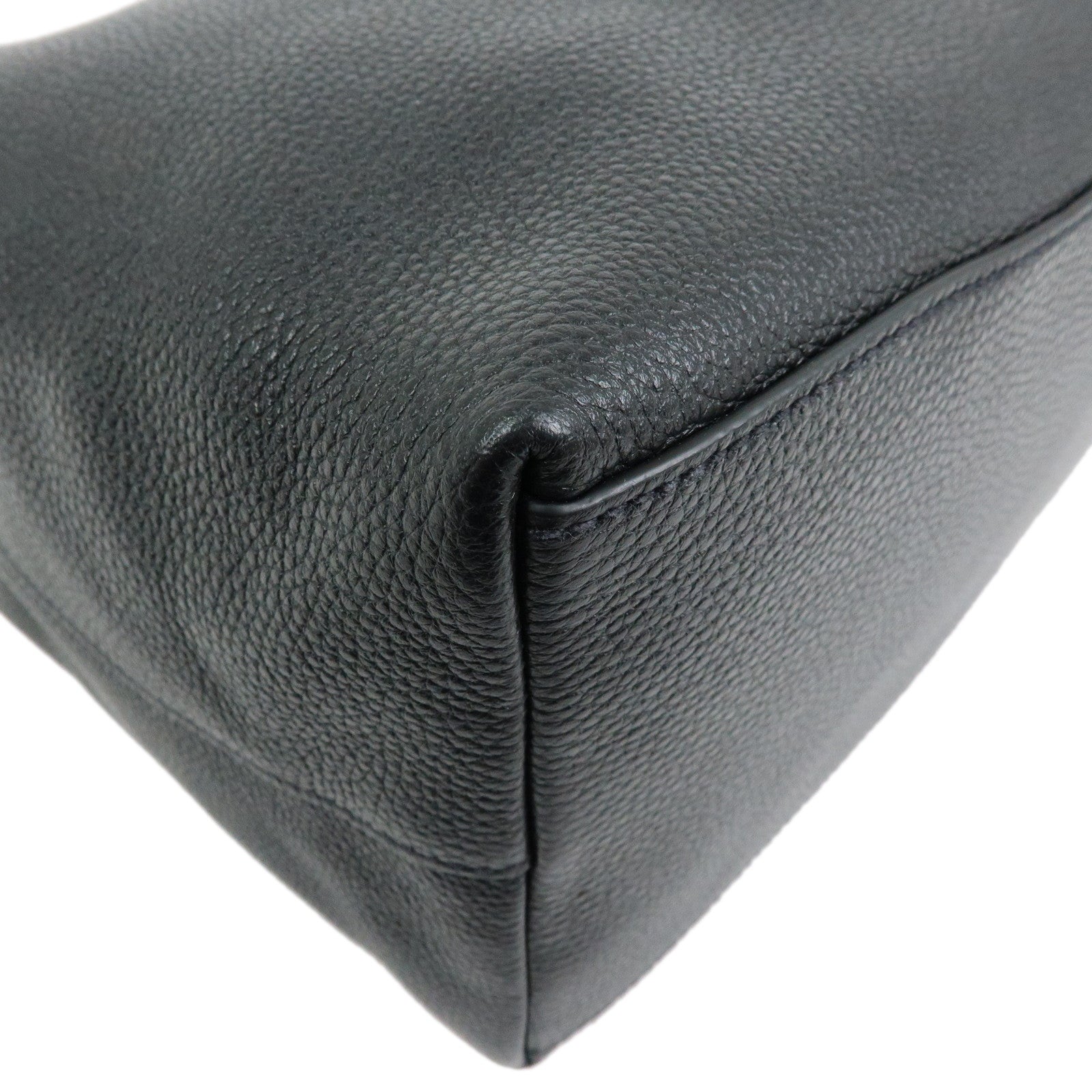 PRADA Logo Leather Shoulder Bag Hand Bag Black 1BC051