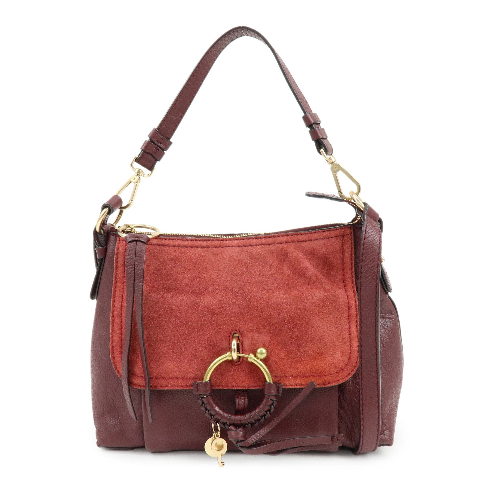 Chloe See By Chloe Joan Suede Leather 2Way Shoulder Bag Bordeaux