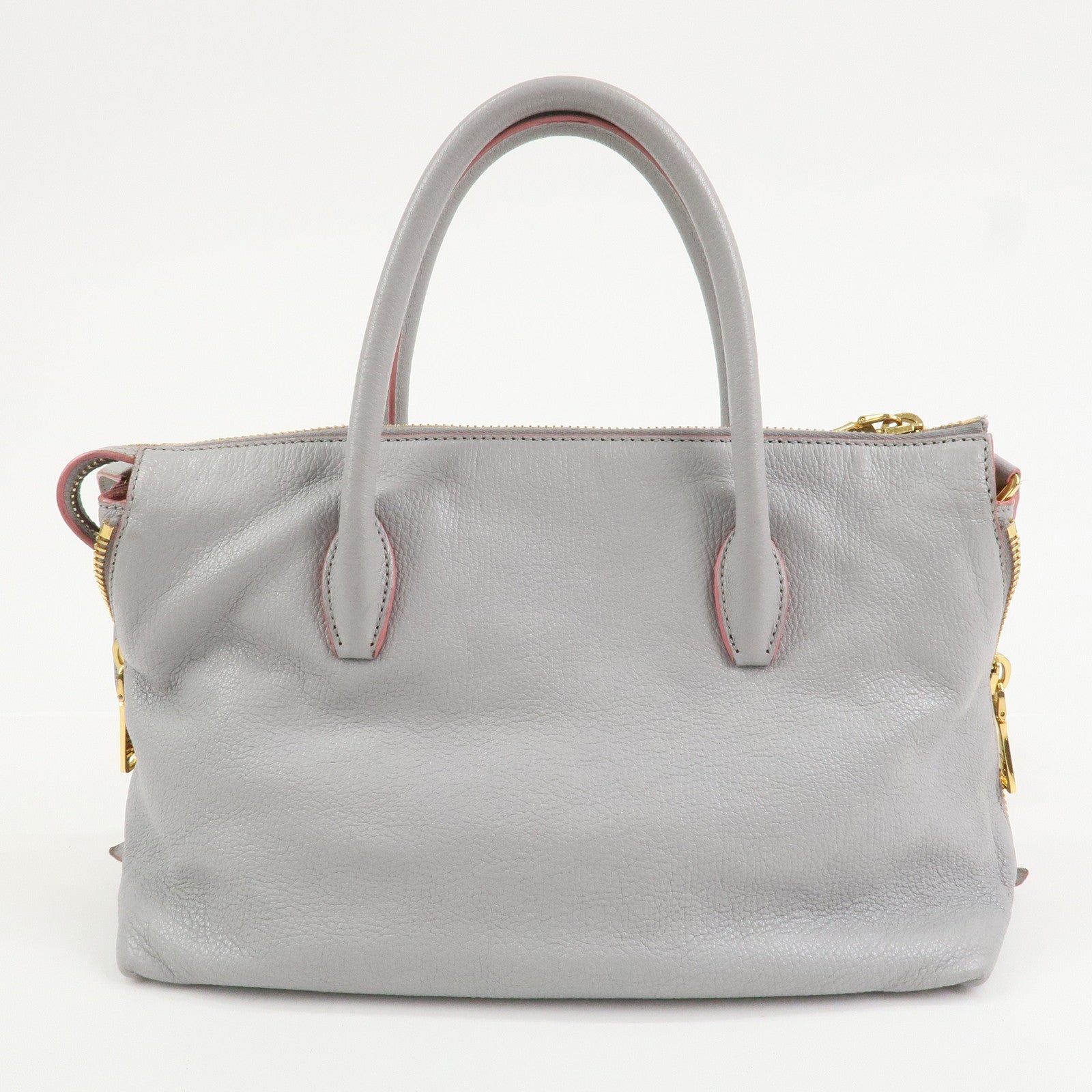 MIU MIU Madras Logo Leather 2WAY Bag Shoulder Bag Hand Bag 5BB016