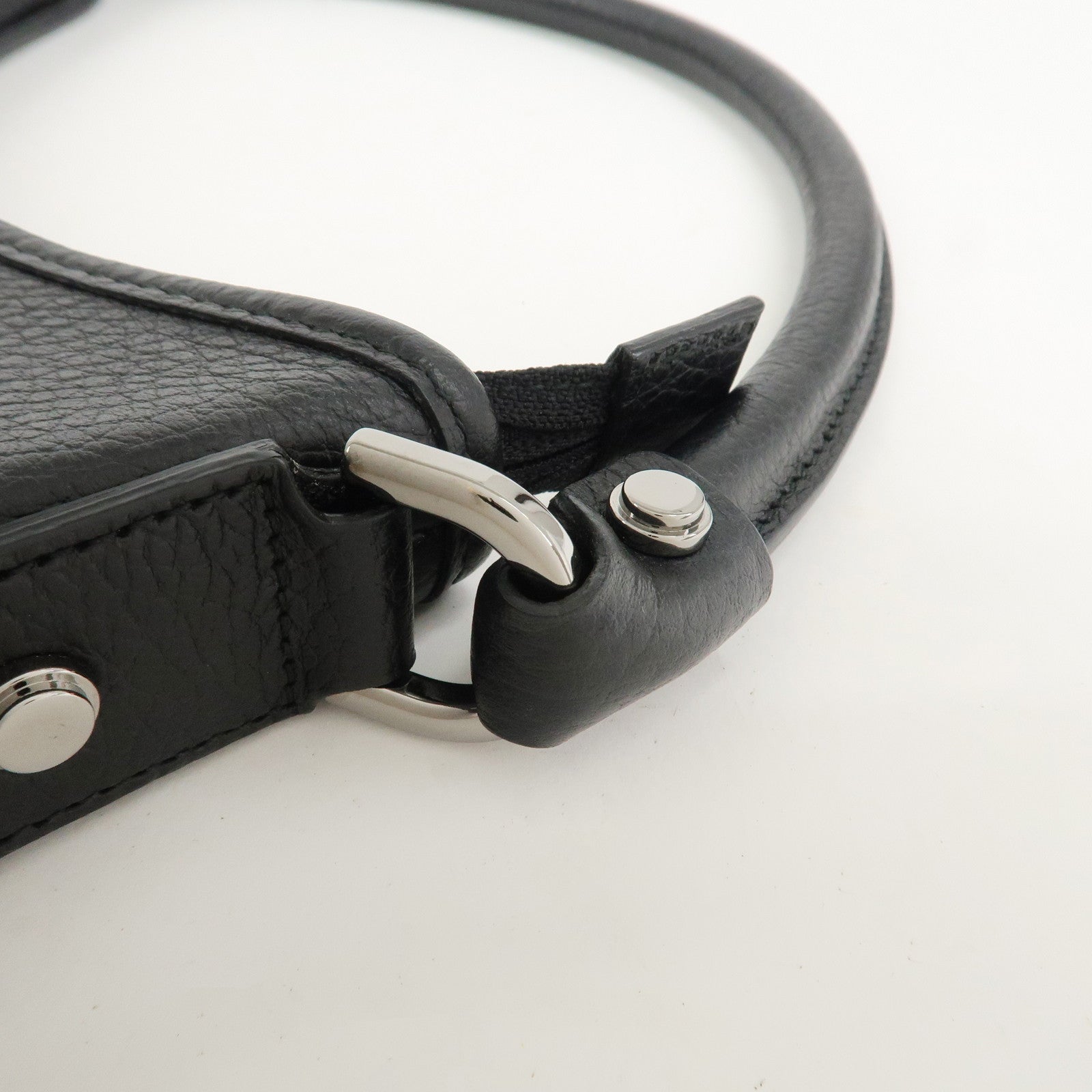 GUCCI Abbey Leather Shoulder Bag Hand Bag Black Silver S268637