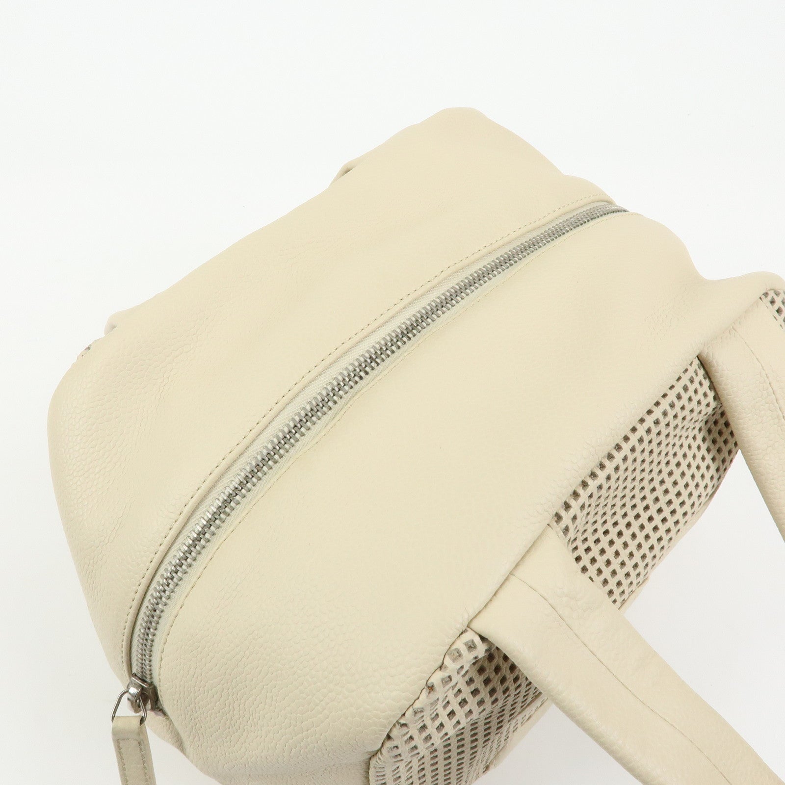 CHANEL COCO Mark Caviarskin Hand Bag Cosmetic Pouch Ivory