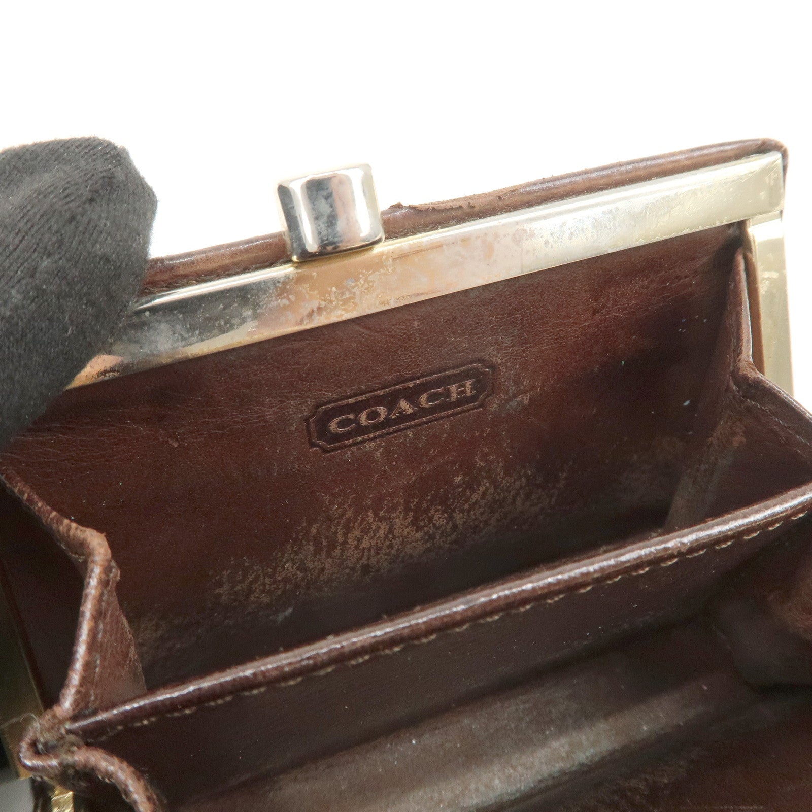 COACH Set of 3 Pouch Wallet Coin Case Brown Light Blue Black Ivory