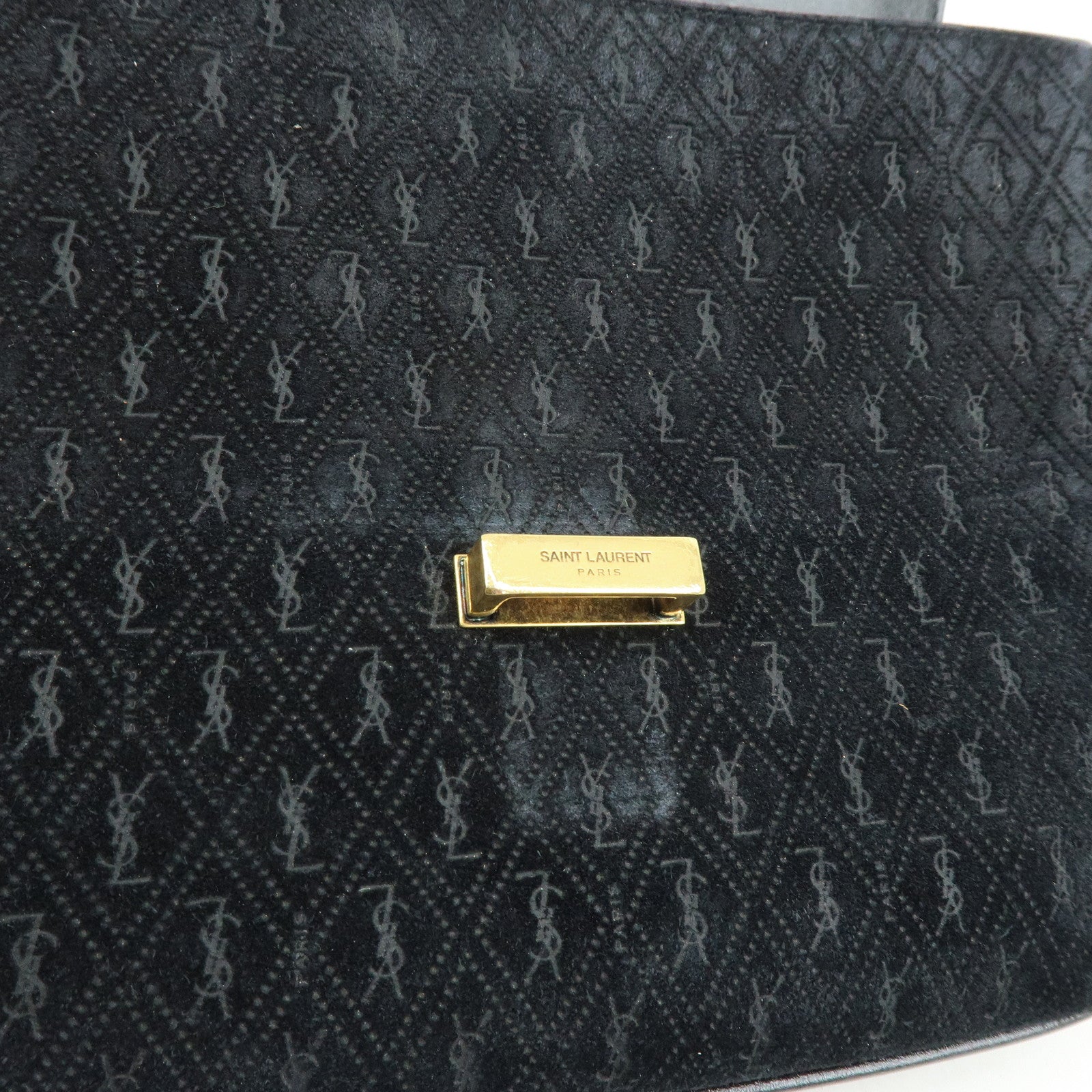 SAINT LAURENT PARIS Le Monogram Suede Leather Shoulder Bag Black