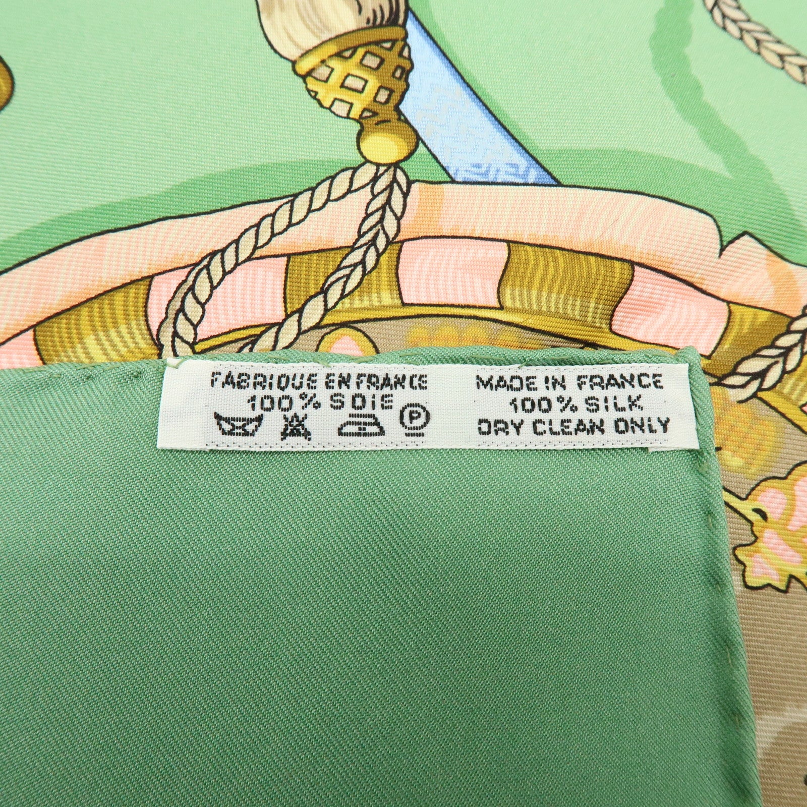 HERMES Carre 90 Silk 100% Memoire d'Hermes Scarf Green Brown Gold