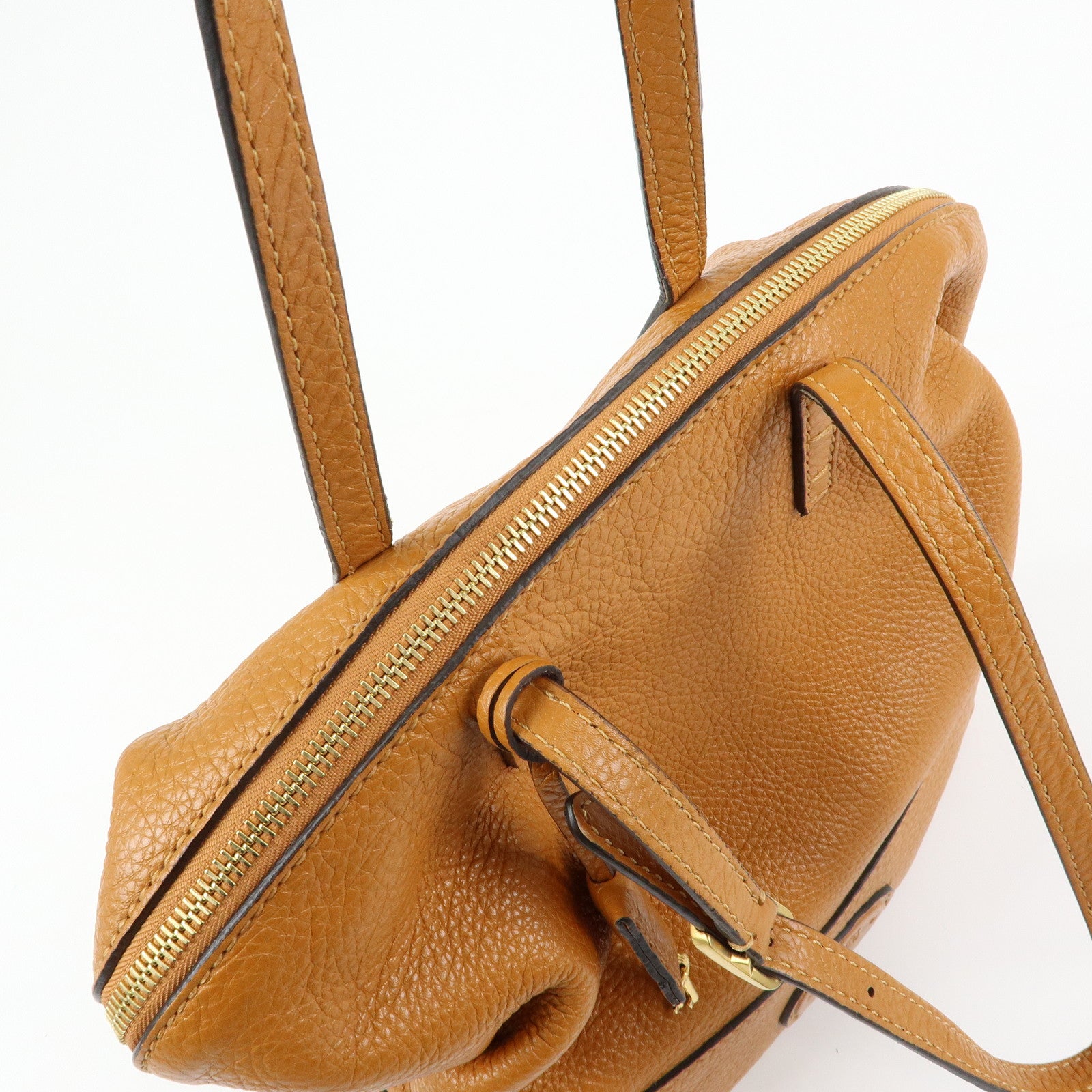 FENDI Chameleon Selleria Leather Tote Bag Shoulder Bag Brown 8BN232
