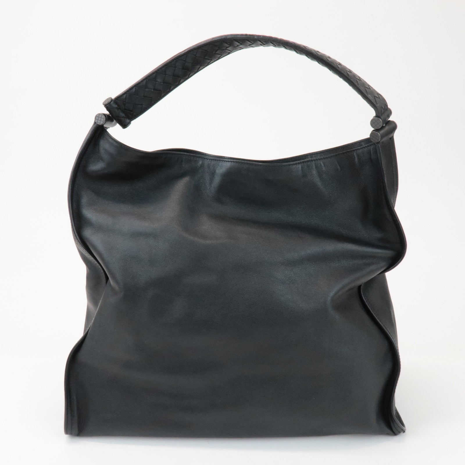 BOTTEGA VENETA Intrecciato Leather Shoulder Bag Black