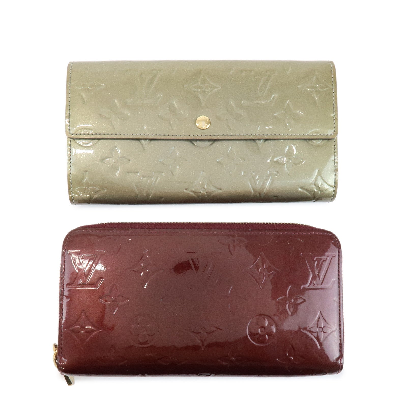 Louis Vuitton Monogram Vernis Leather Set of 2 Wallet M91532/M91536