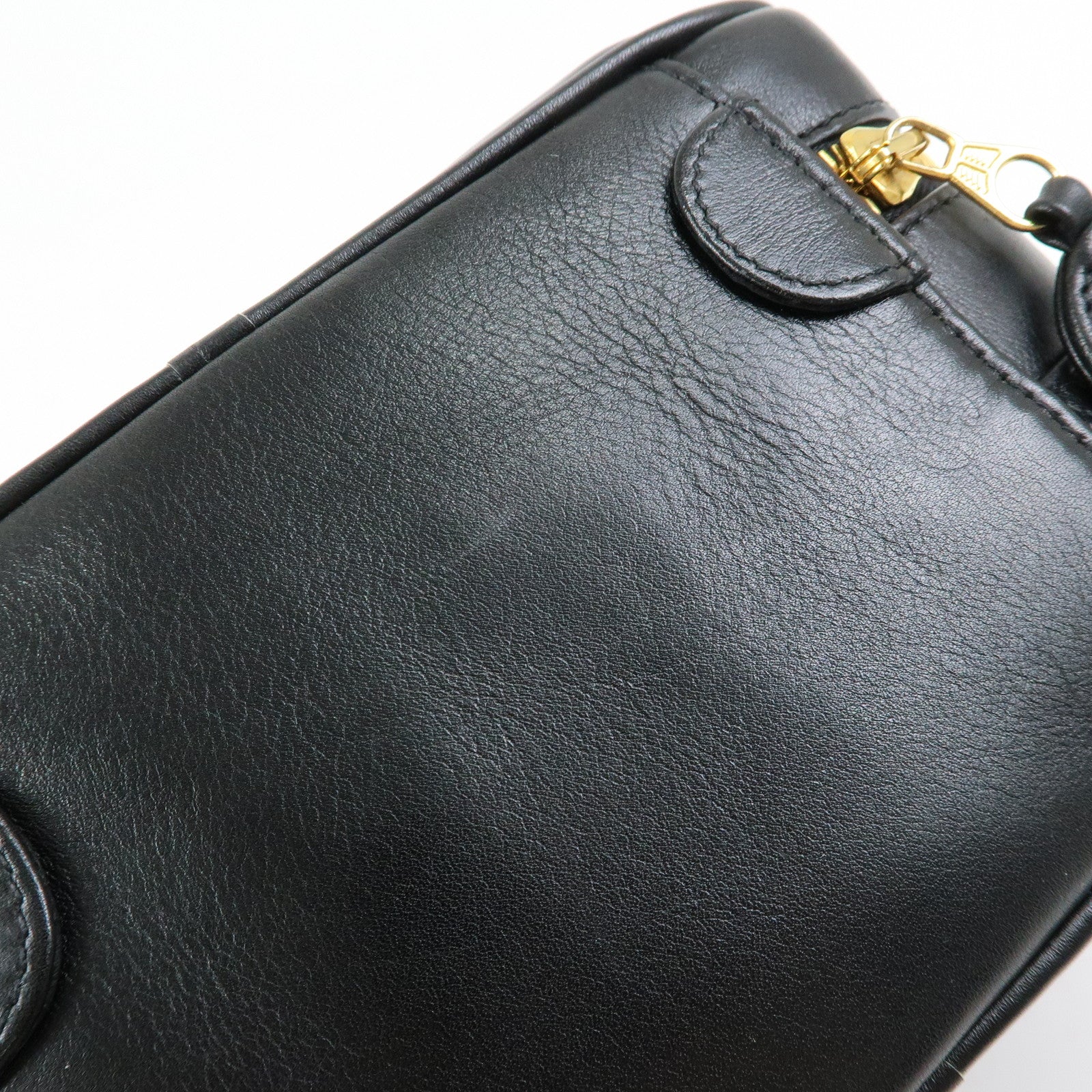 CHANEL Bicolore Lamb Skin Vanity Bag Cosmetic Pouch Black A01618